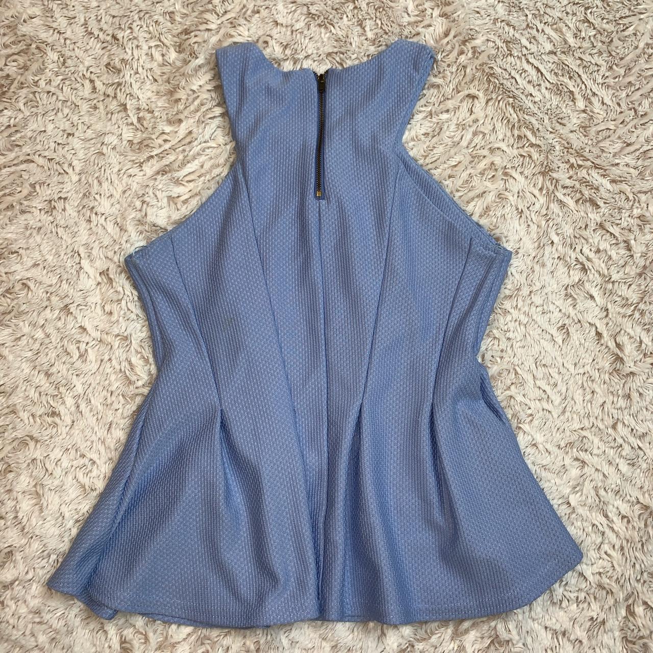 River Island baby blue peplum top. Not available... Depop