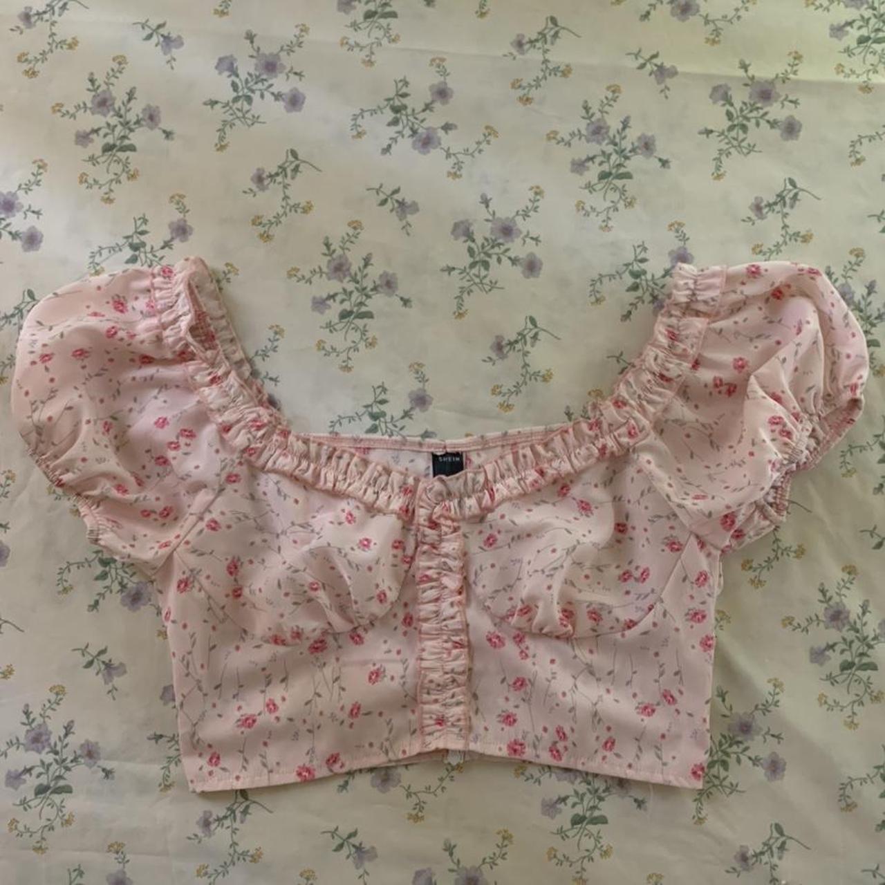 Shein pink floral bustier top 🌸 super cute top sadly... - Depop