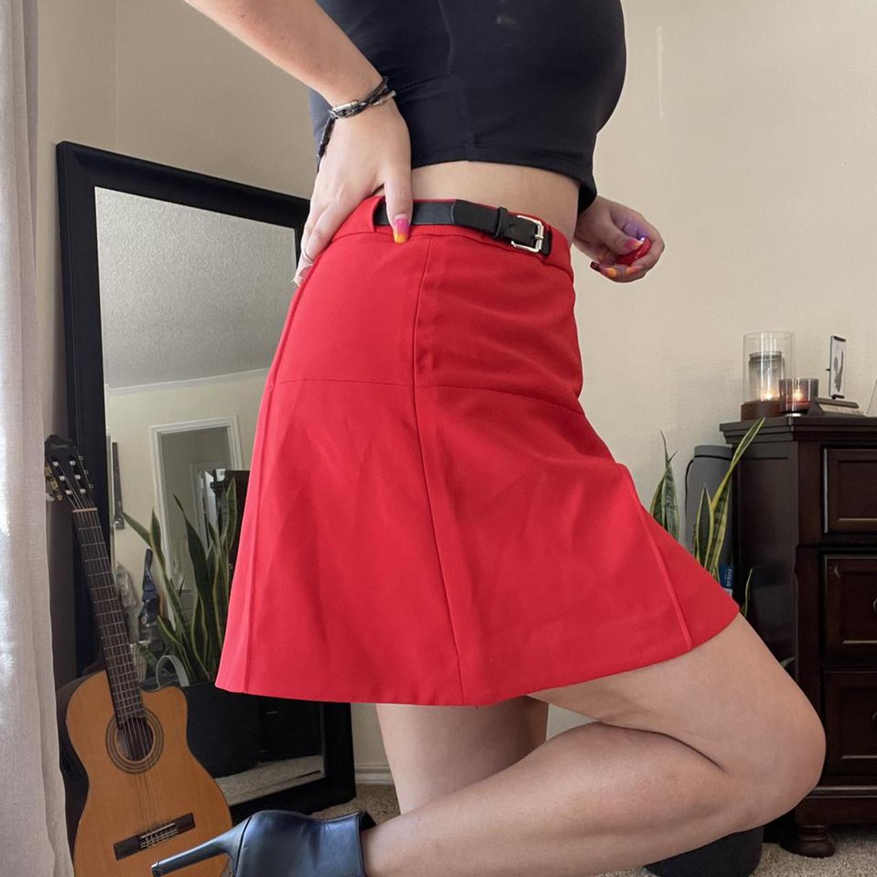 Express Red 70s Inspired Mod Mini Skirt Super cute. Depop