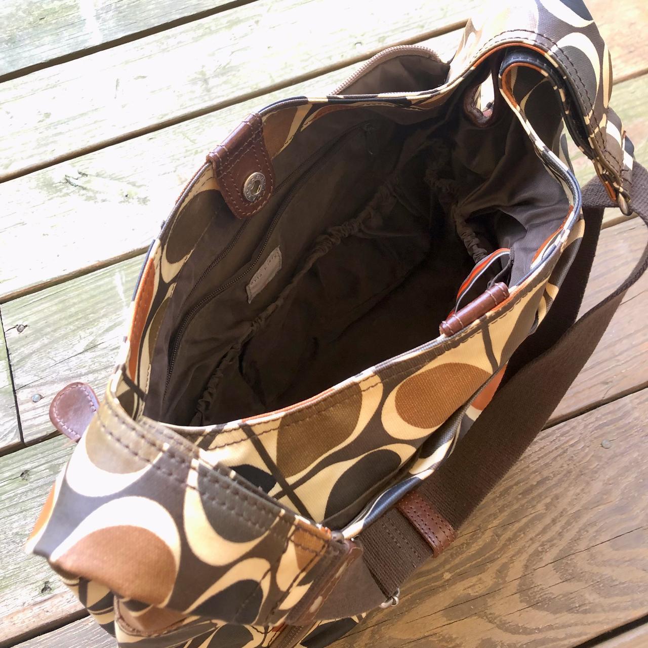 Orla Kiely Women's Brown and Cream Bag Depop