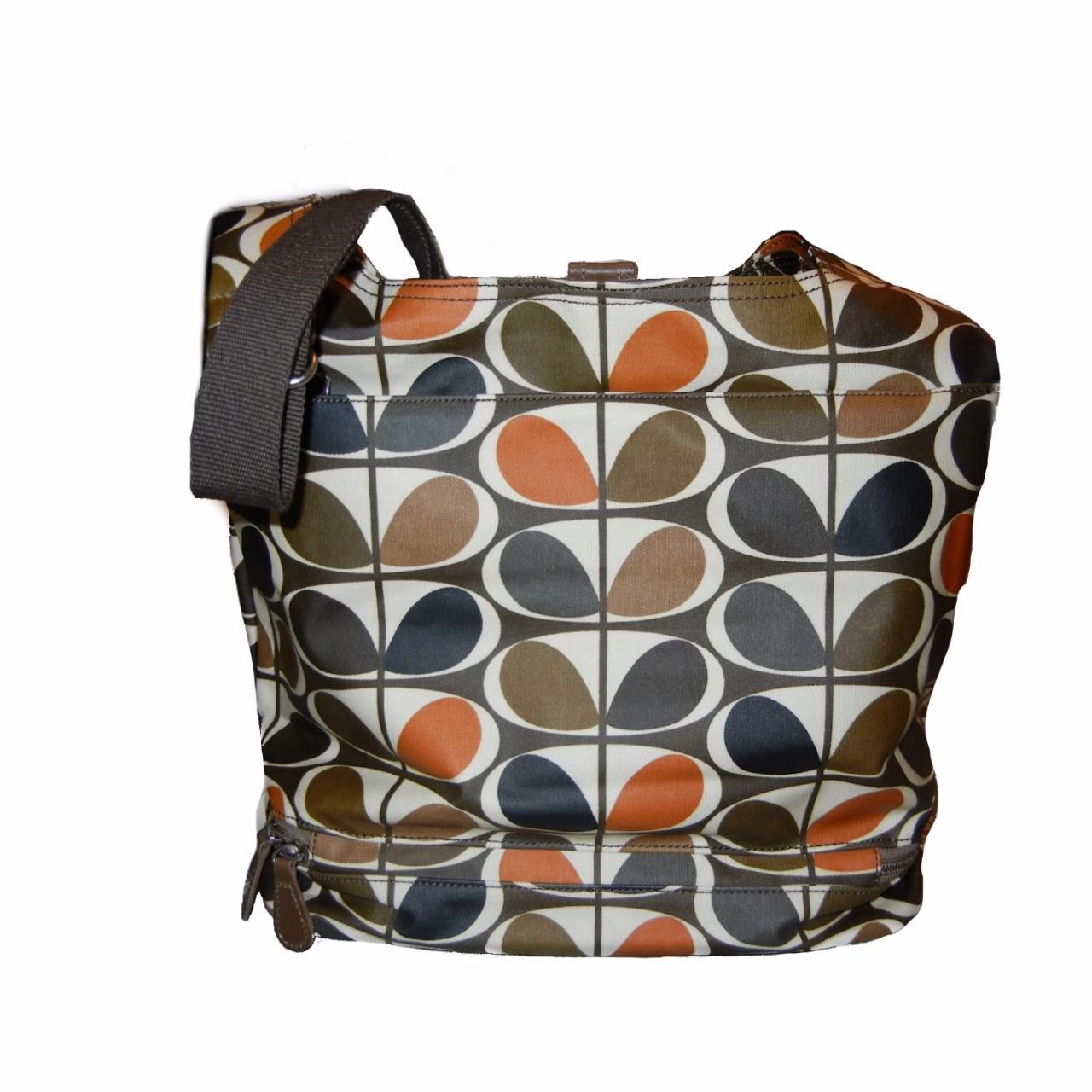 Orla Kiely Women's Brown and Cream Bag Depop