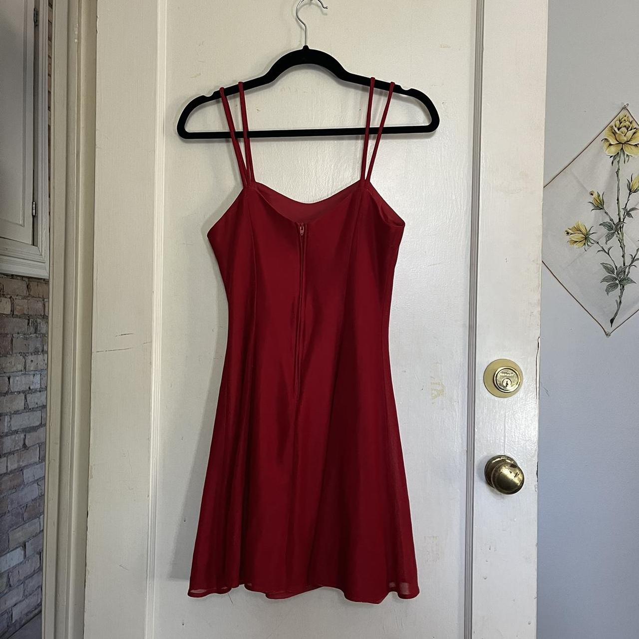 90’s strappy shiny red mini dress size 5/6 on tag,... - Depop