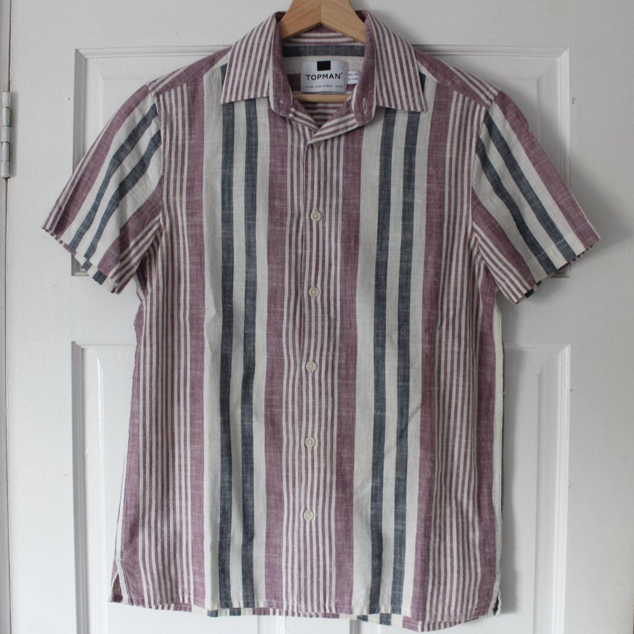 Topman vintage style 80s striped shirt. Colour:... - Depop