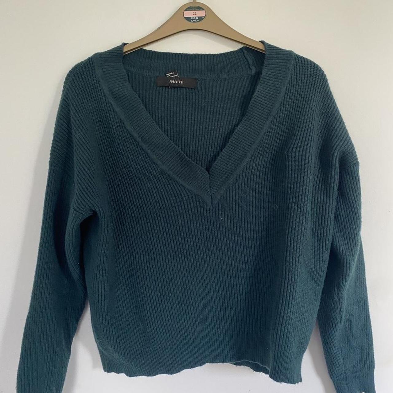 forever 21 v neck green jumper similar to brandy... - Depop