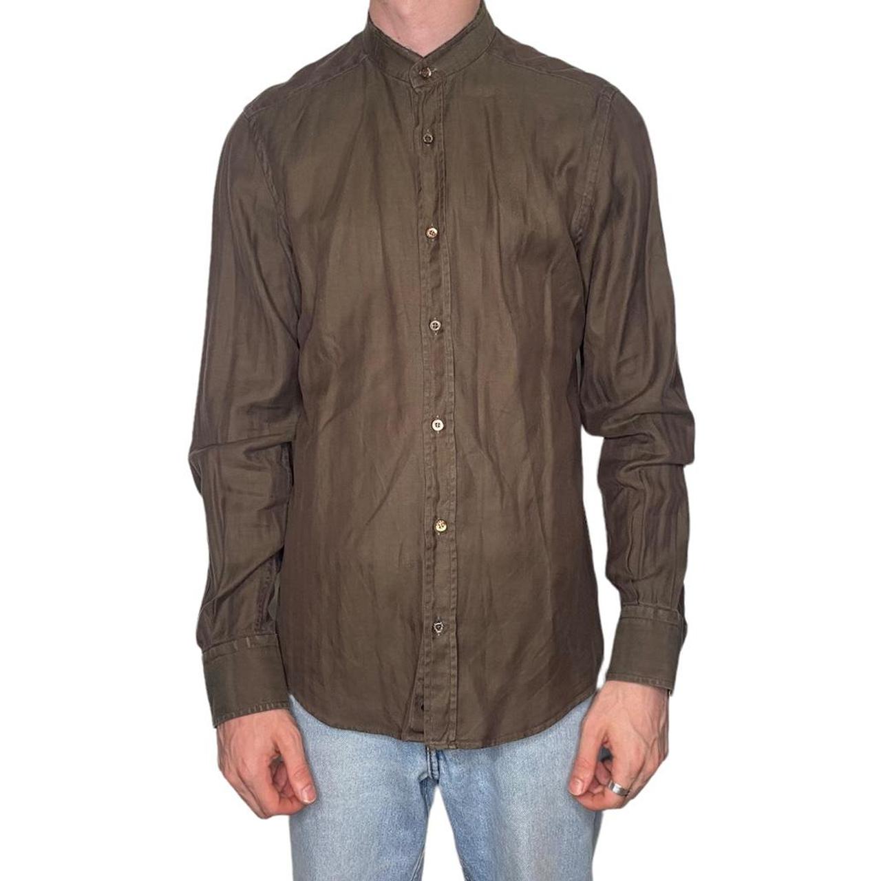 Vintage Gucci Collarless Button up shirt - fits as a... - Depop