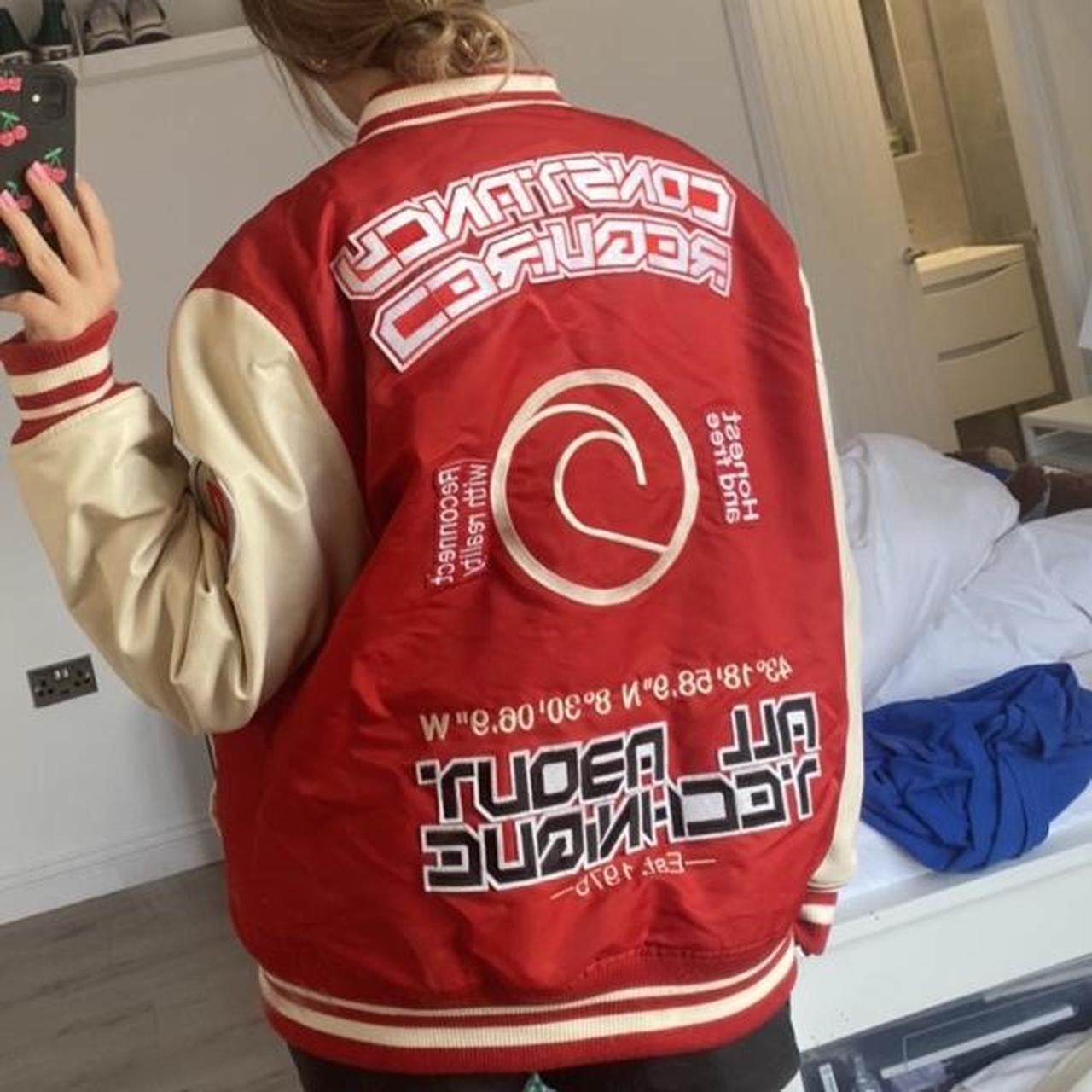 Zara red and white varsity jacket. Bought from mens... Depop