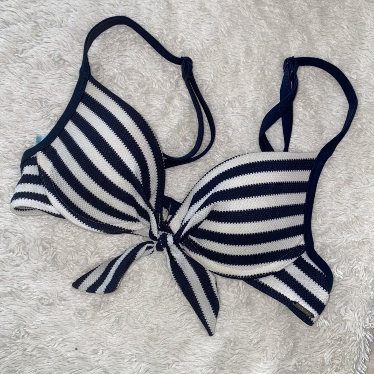 Striped boux avenue bikini Size 30b Top only - Depop