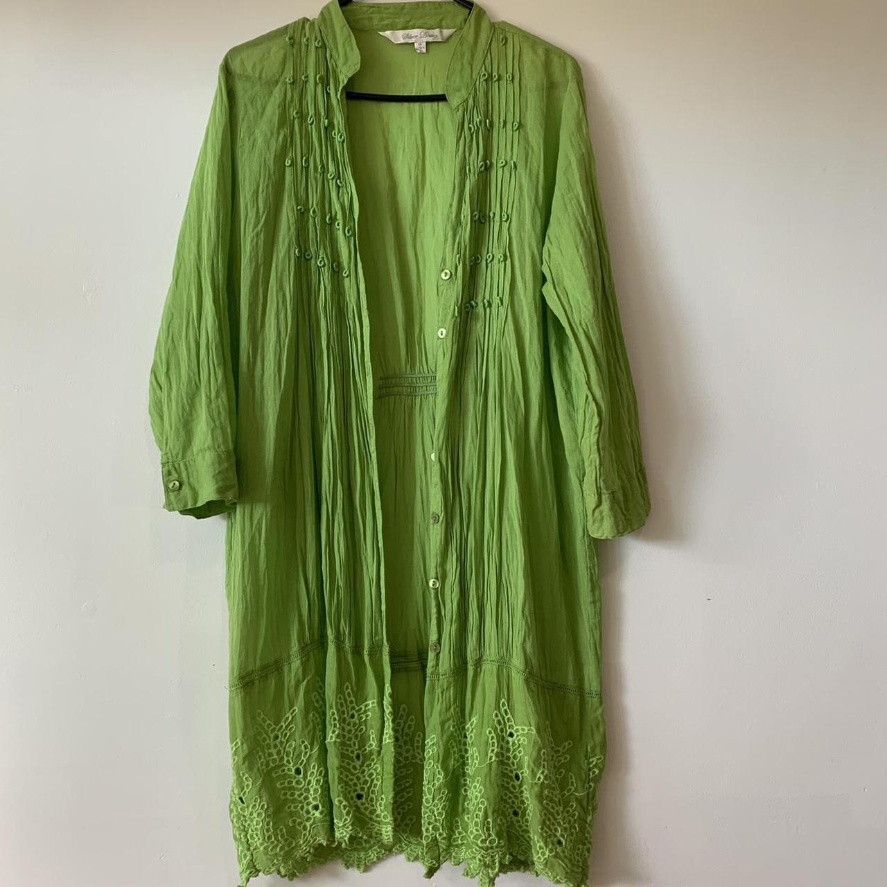 Lime green linen button down dress 💚 Made in India.... Depop