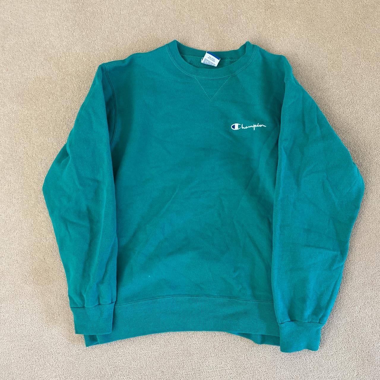 Turquoise champion sweatshirt. Mens medium - Depop