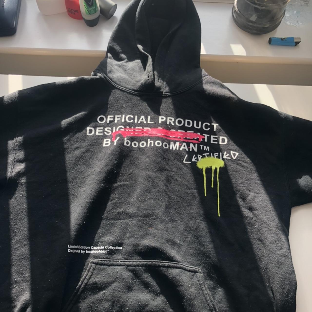 Boohoo man black online hoodie