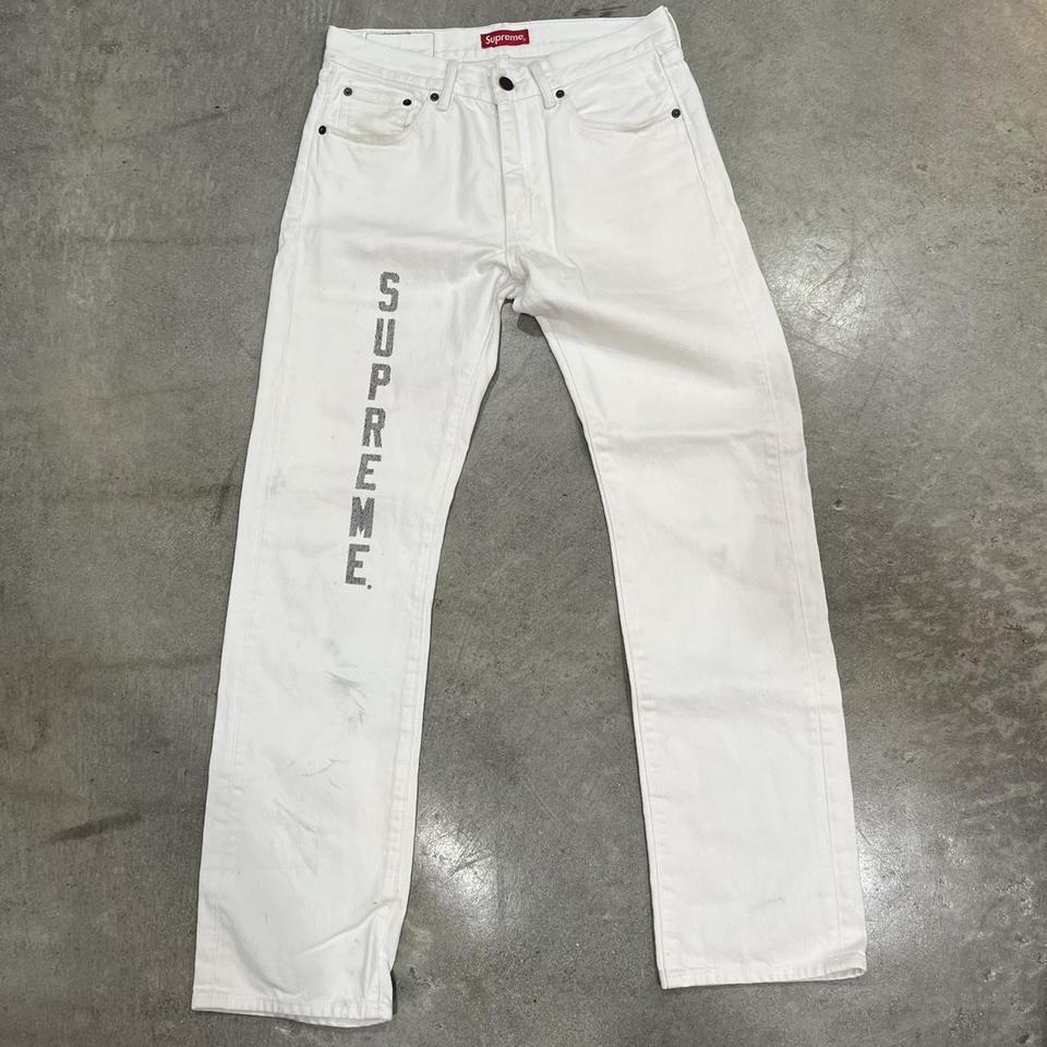 Supreme x Levi's white jeans men's size 30 waist... - Depop