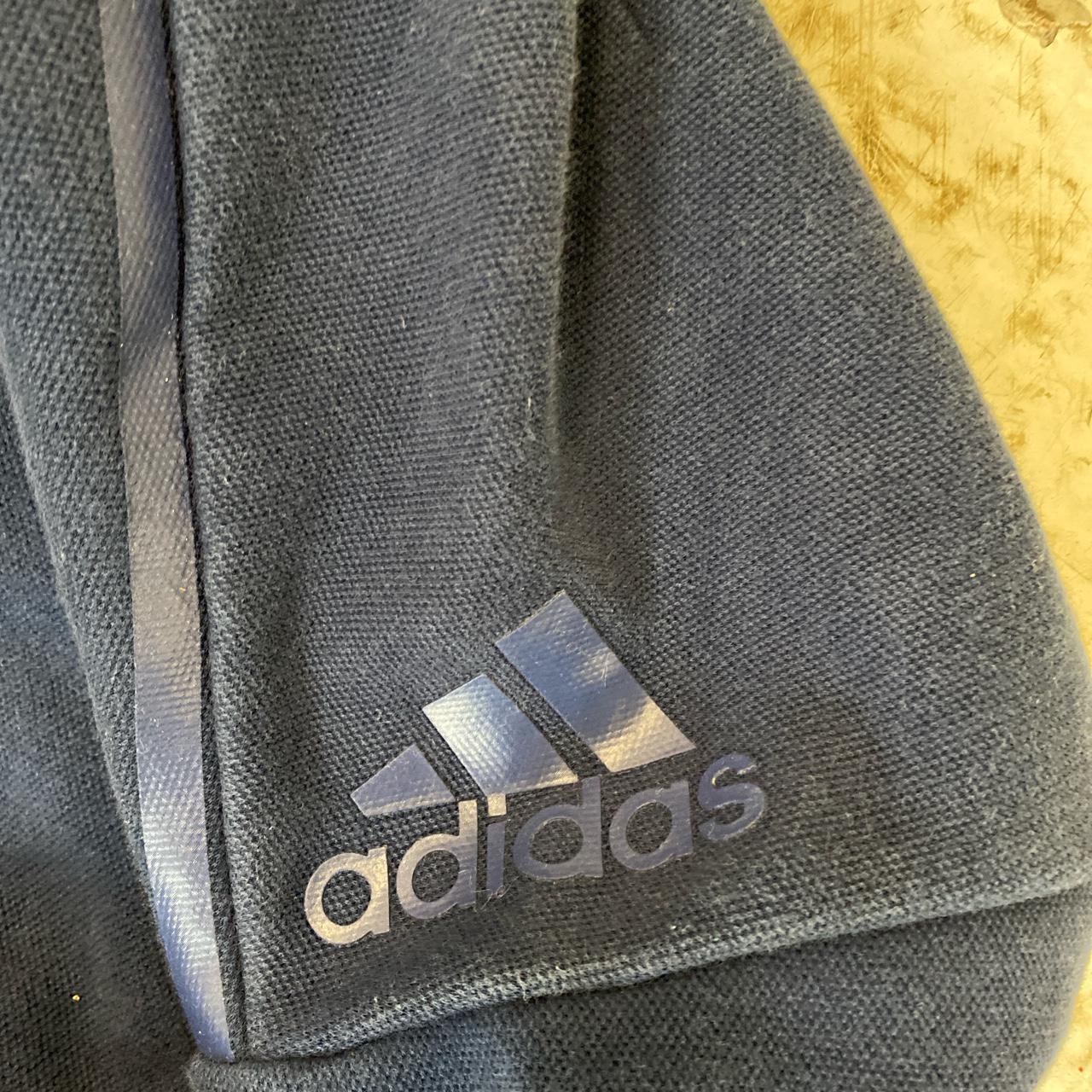 Adidas navy blue zip up thick Men’s Medium Hoodie... - Depop