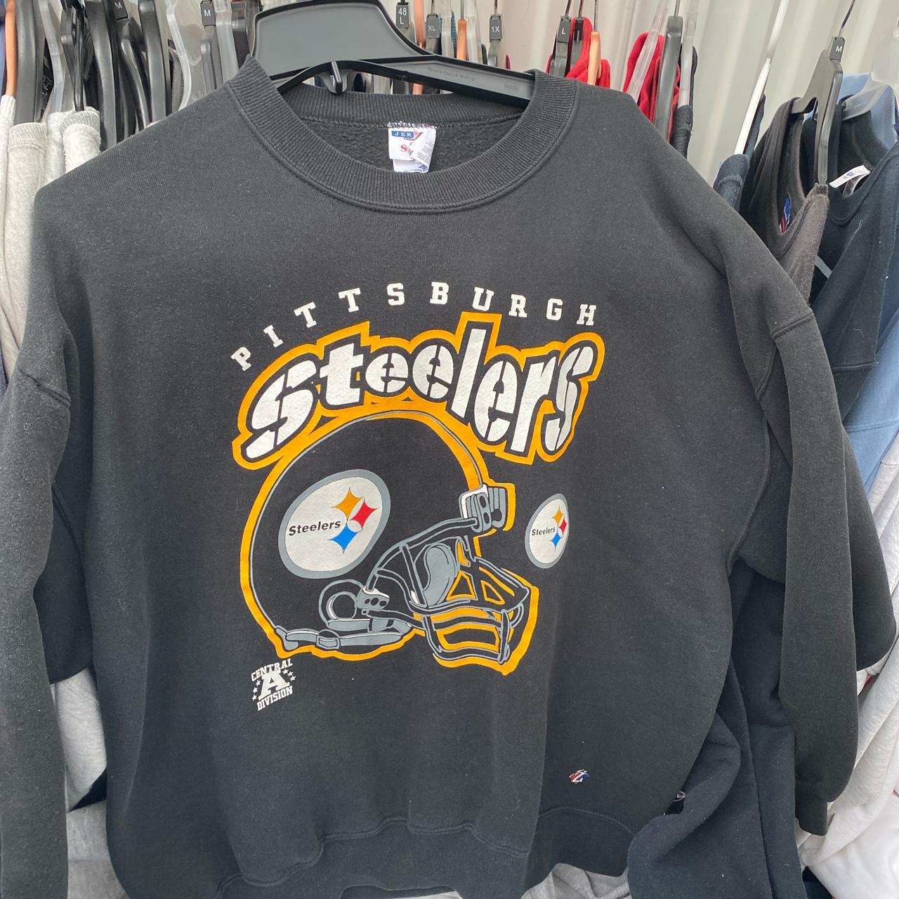 Vintage Pittsburgh Steelers sweatshirt in grey. From - Depop