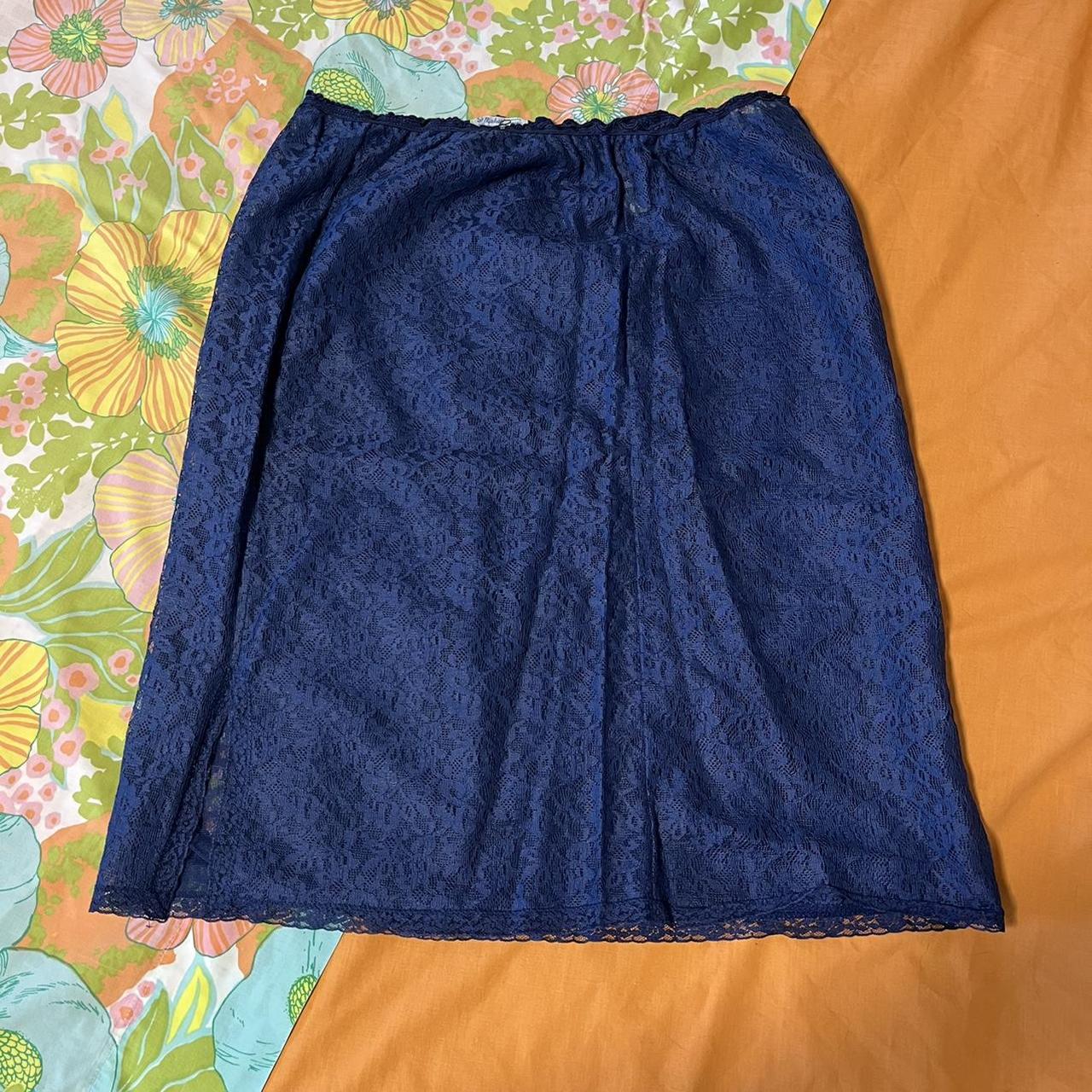 True Vintage St Michael Lingerie Dark Blue Lace Slip... - Depop