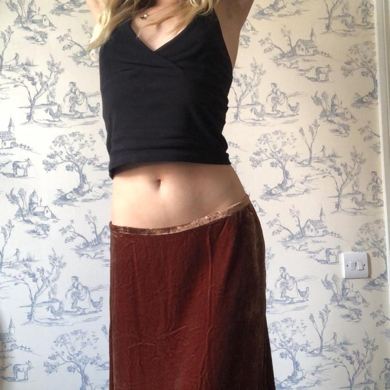 Lovely Velvet Maxi Midi Skirt In Rust This Burnt Depop