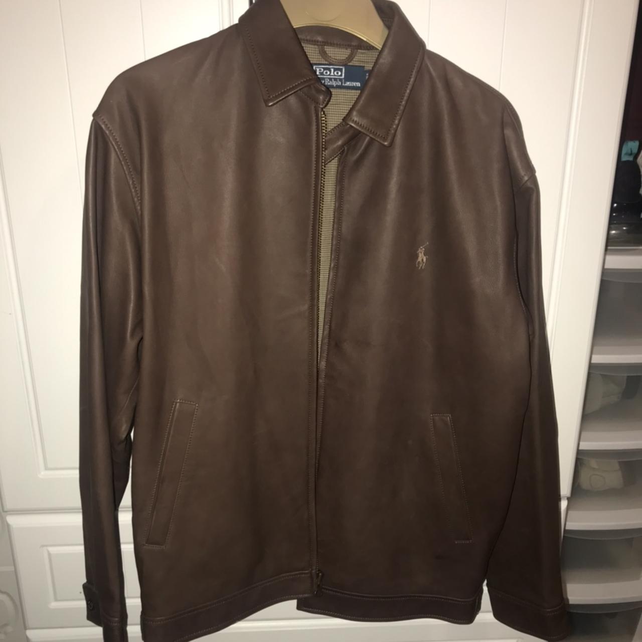 ralph lauren brown leather jacket