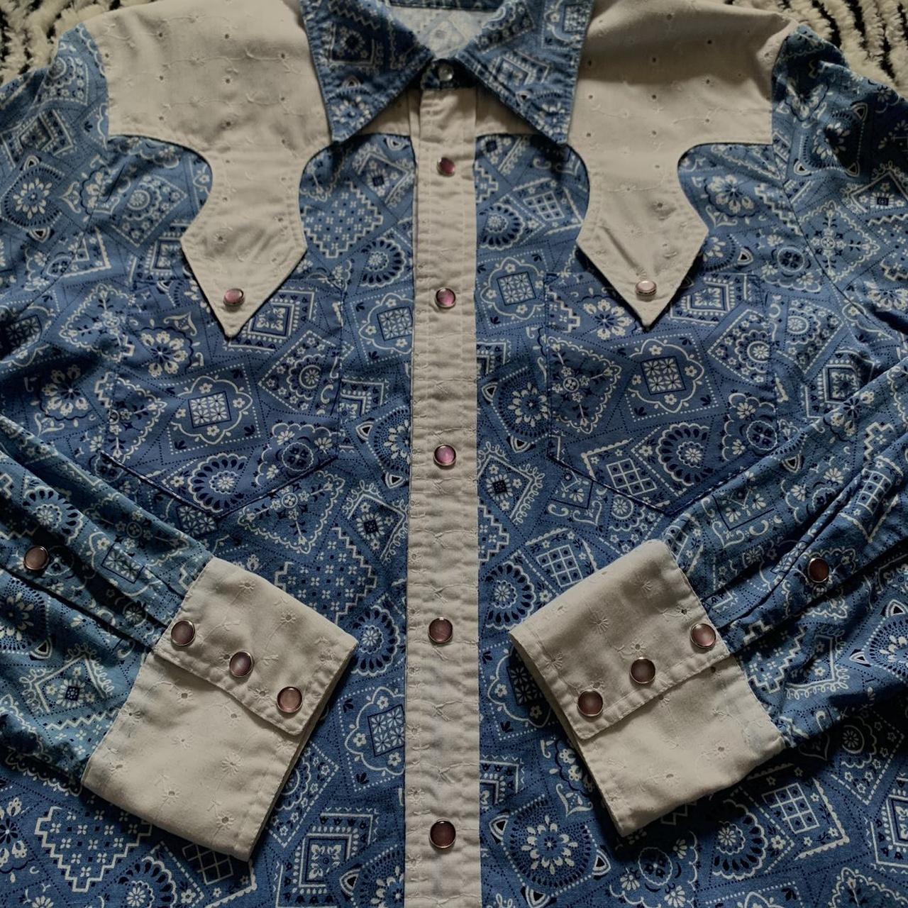 Blue bandana shirt. Handmade in Nigeria 🇳🇬 Pair - Depop