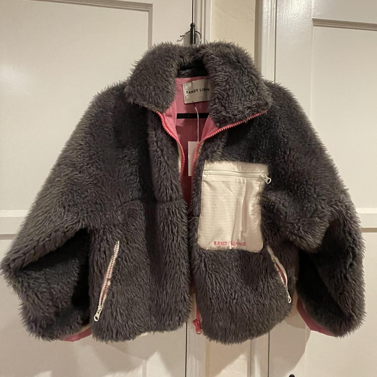 Sandy Liang Women's Grey and Pink Jacket | Depop