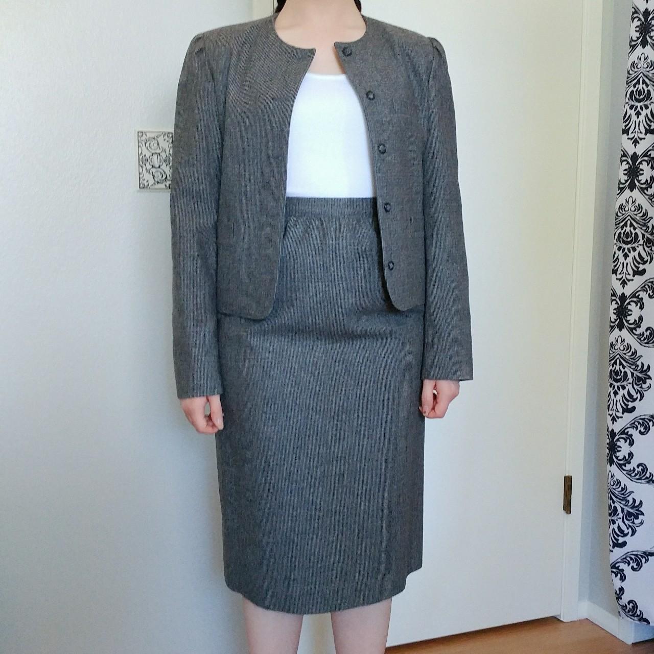 Gray Tweed Skirt Suit