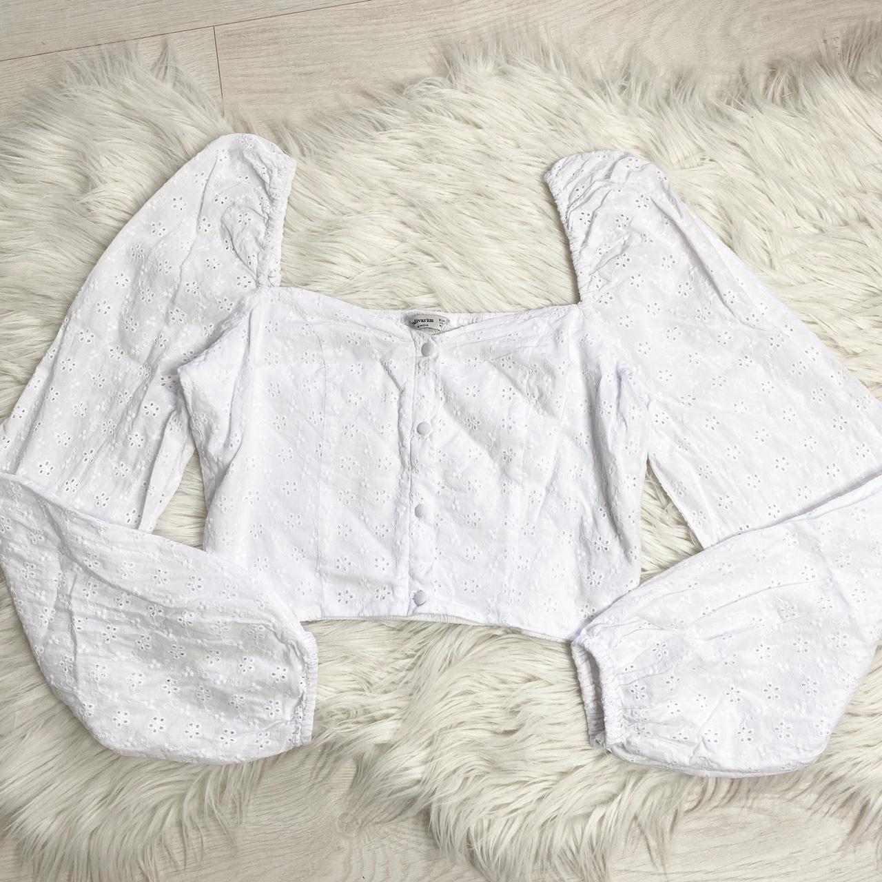 Stradivarius Zara broderie anglaise puff sleeve