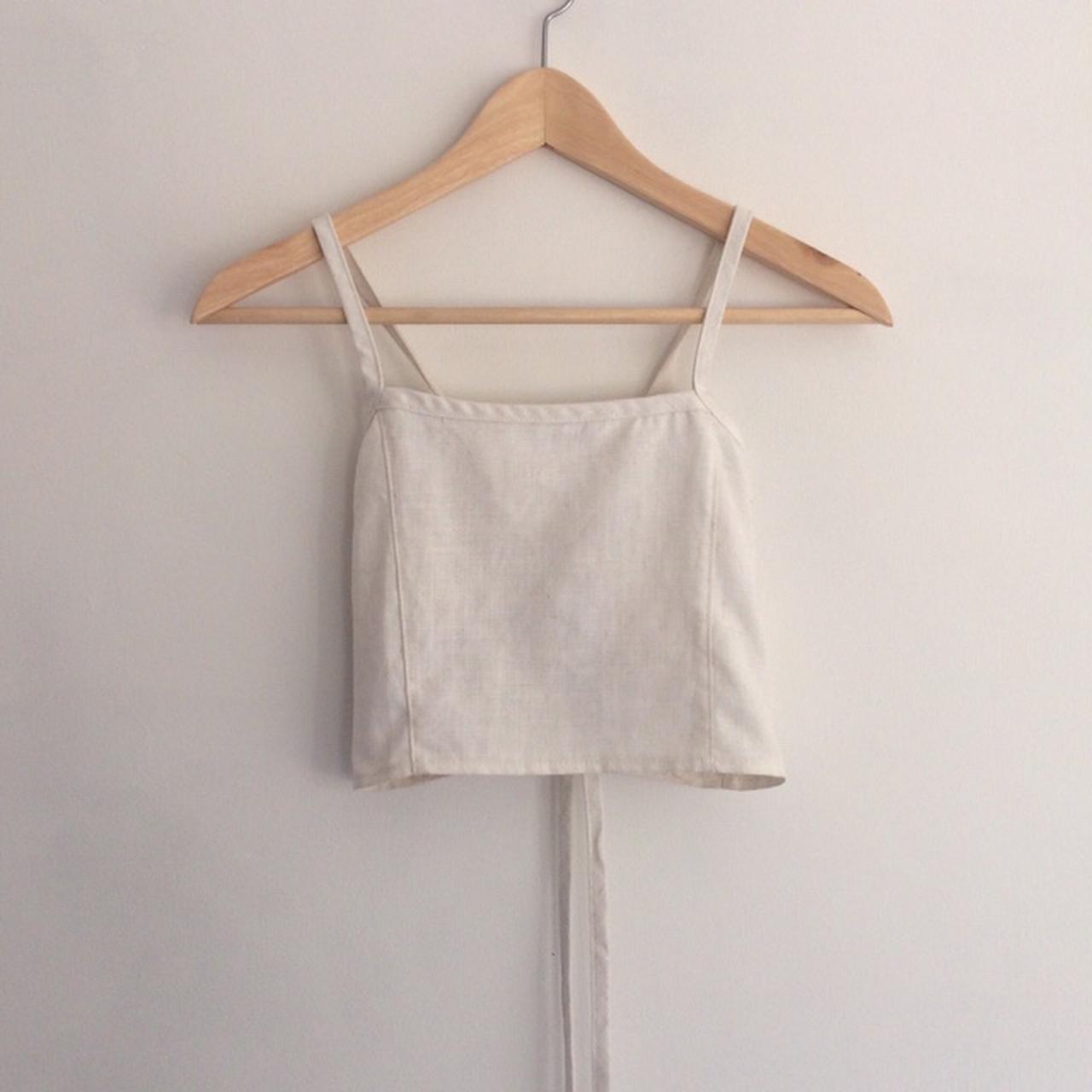 Amazing crop top • white • tie back • thick cotton... - Depop