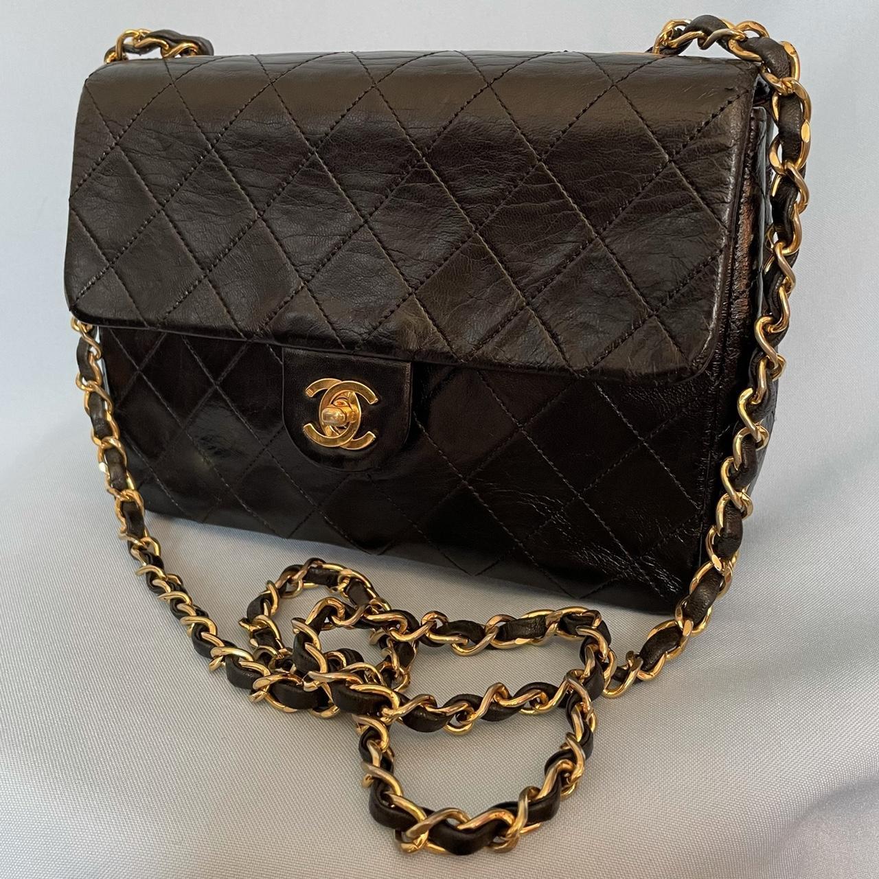 Vintage Chanel Mini size classic single flap black... - Depop