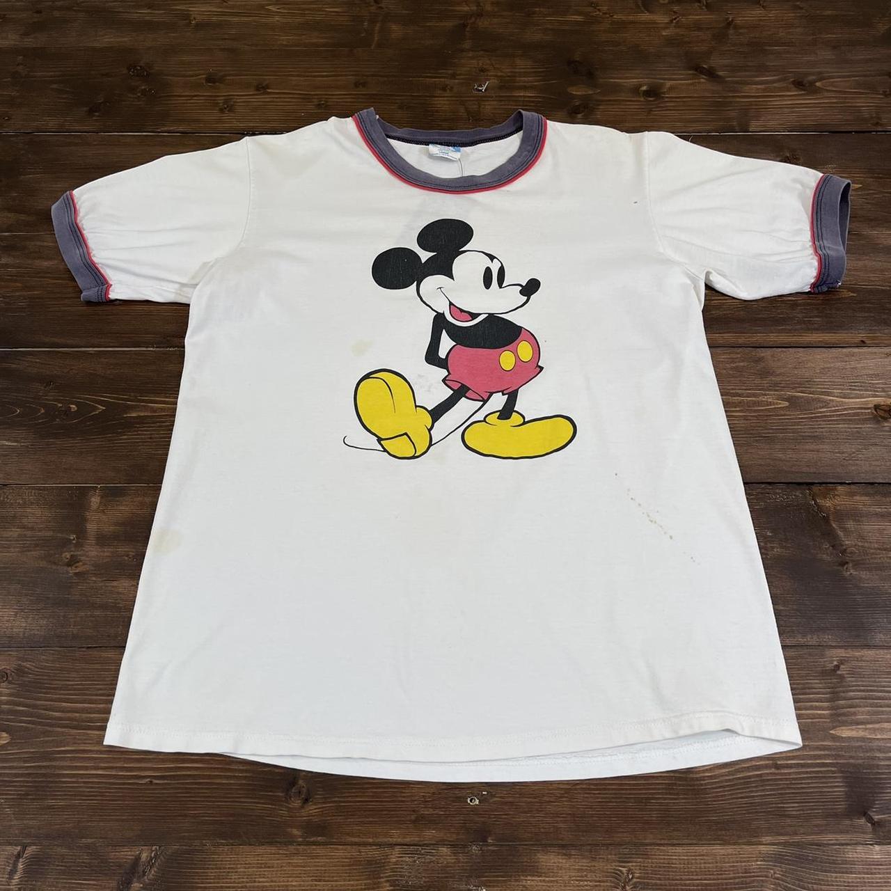 Vintage 80s Mickey Mouse Disney Ringer T-Shirt... - Depop