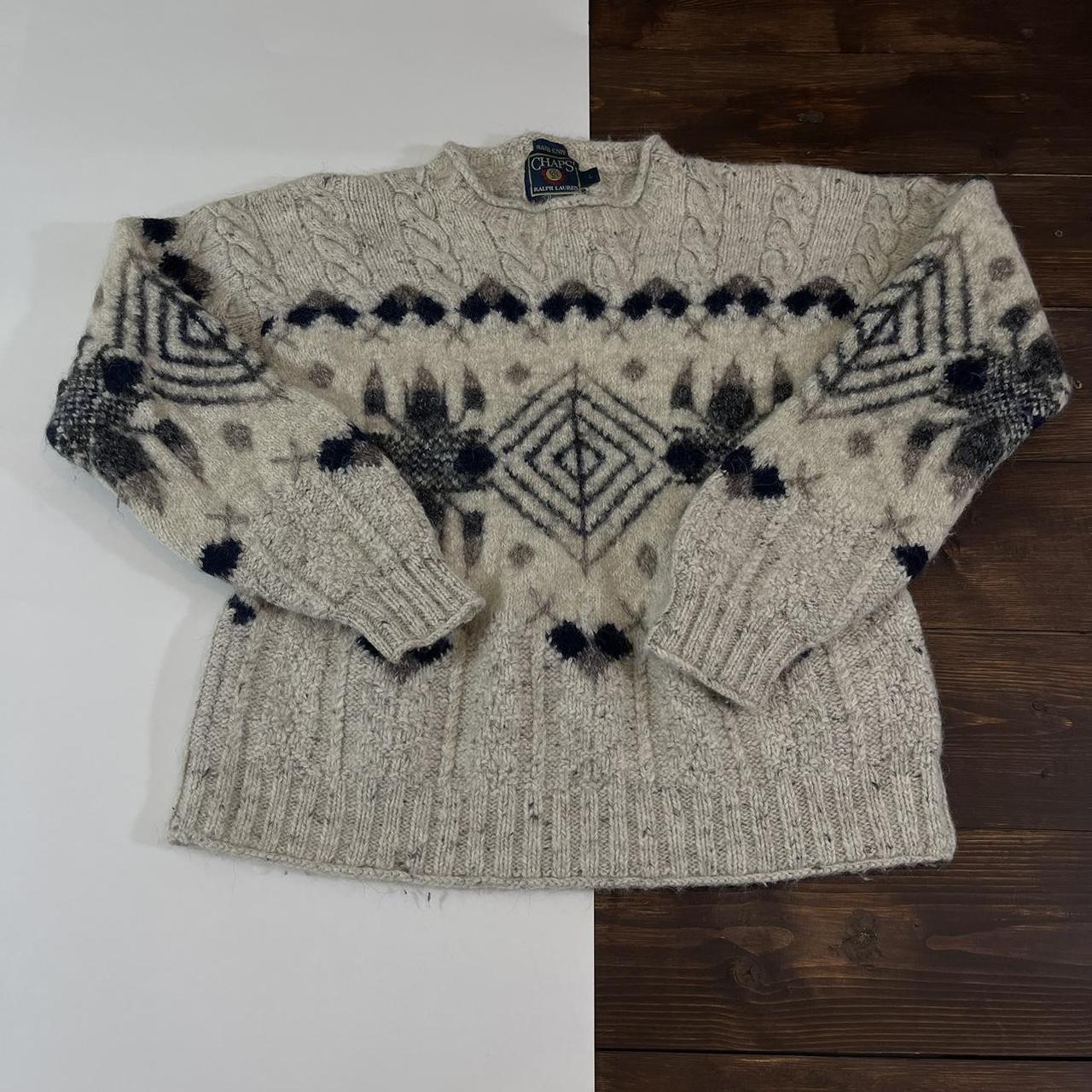 Vintage Chaps Ralph Lauren Hand Knit Nordic Sweater... - Depop