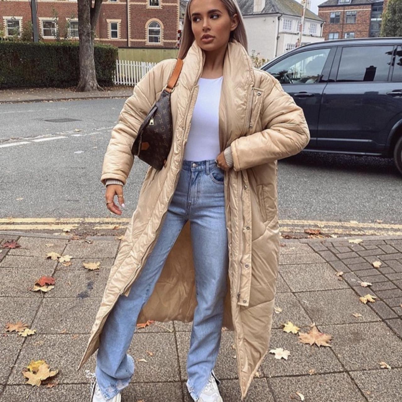 STONE MIDI OVERSIZED PUFFER COAT SIZE