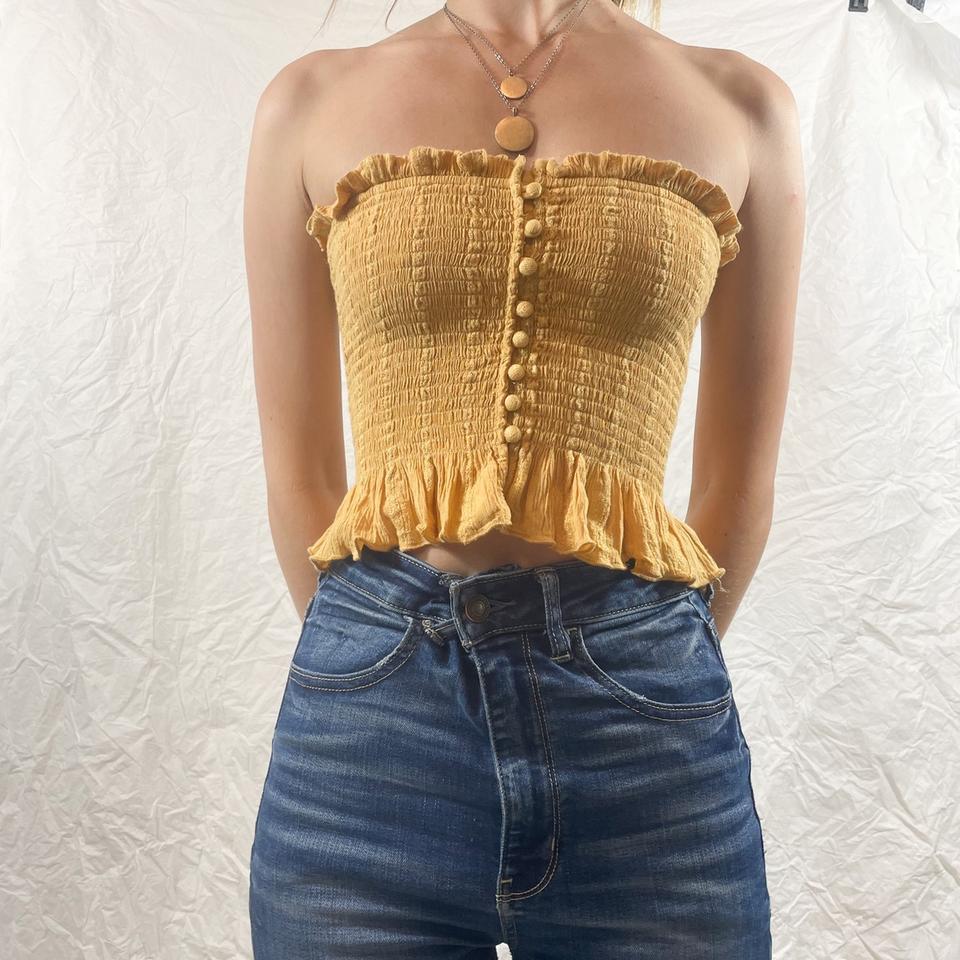 Yellow American Eagle ruffle tube top Super cute