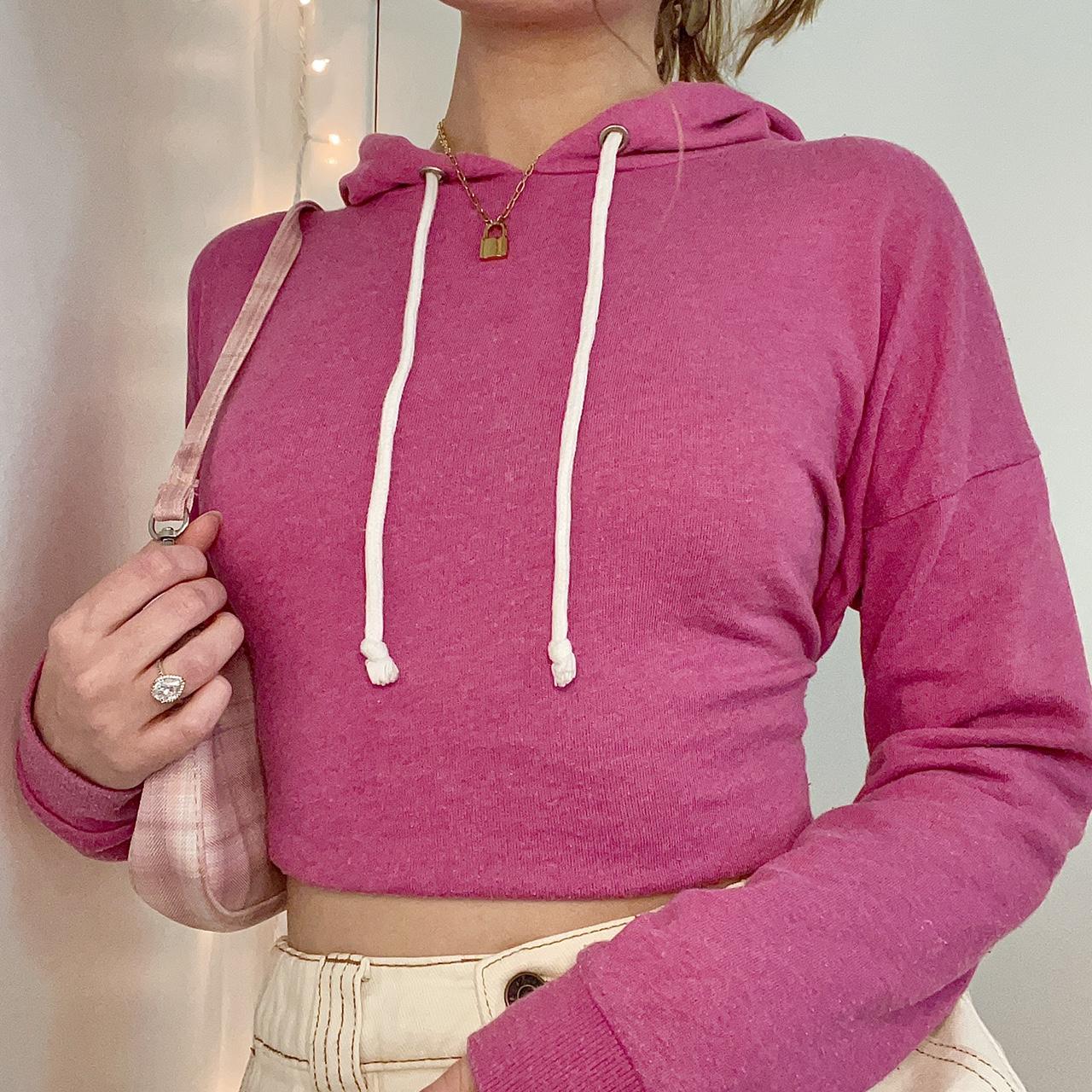 divided h&m cropped bubblegum pink sweatshirt size L - Depop