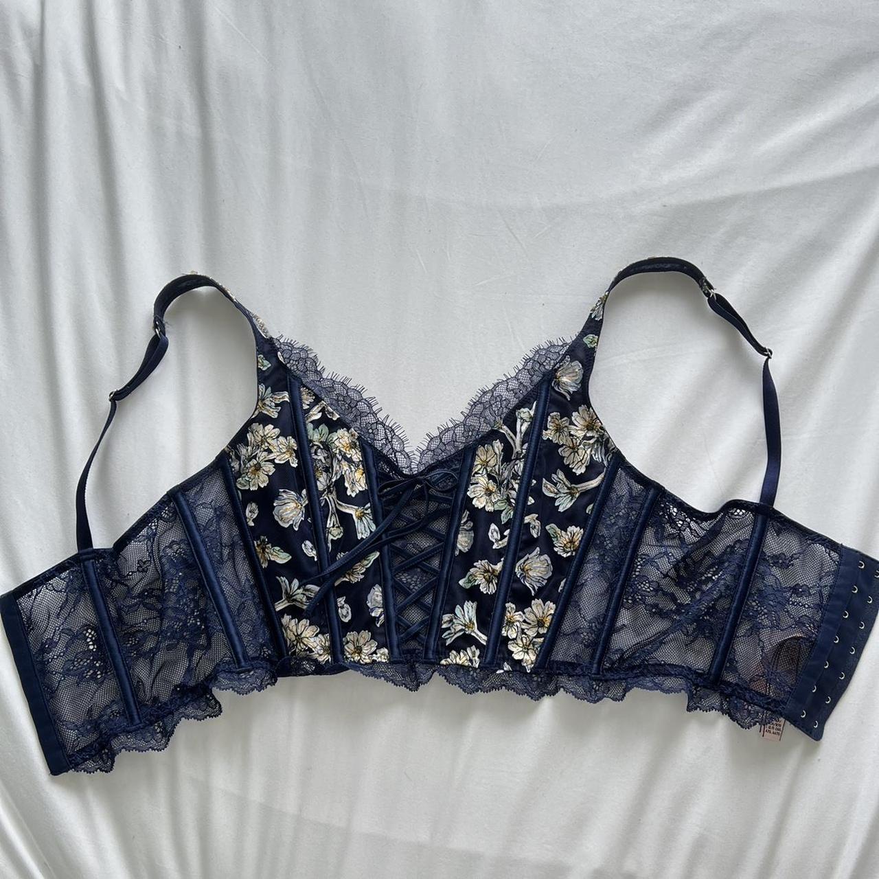 Buy Victoria's Secret Blue Oar Floral Embroidered Lace Unlined