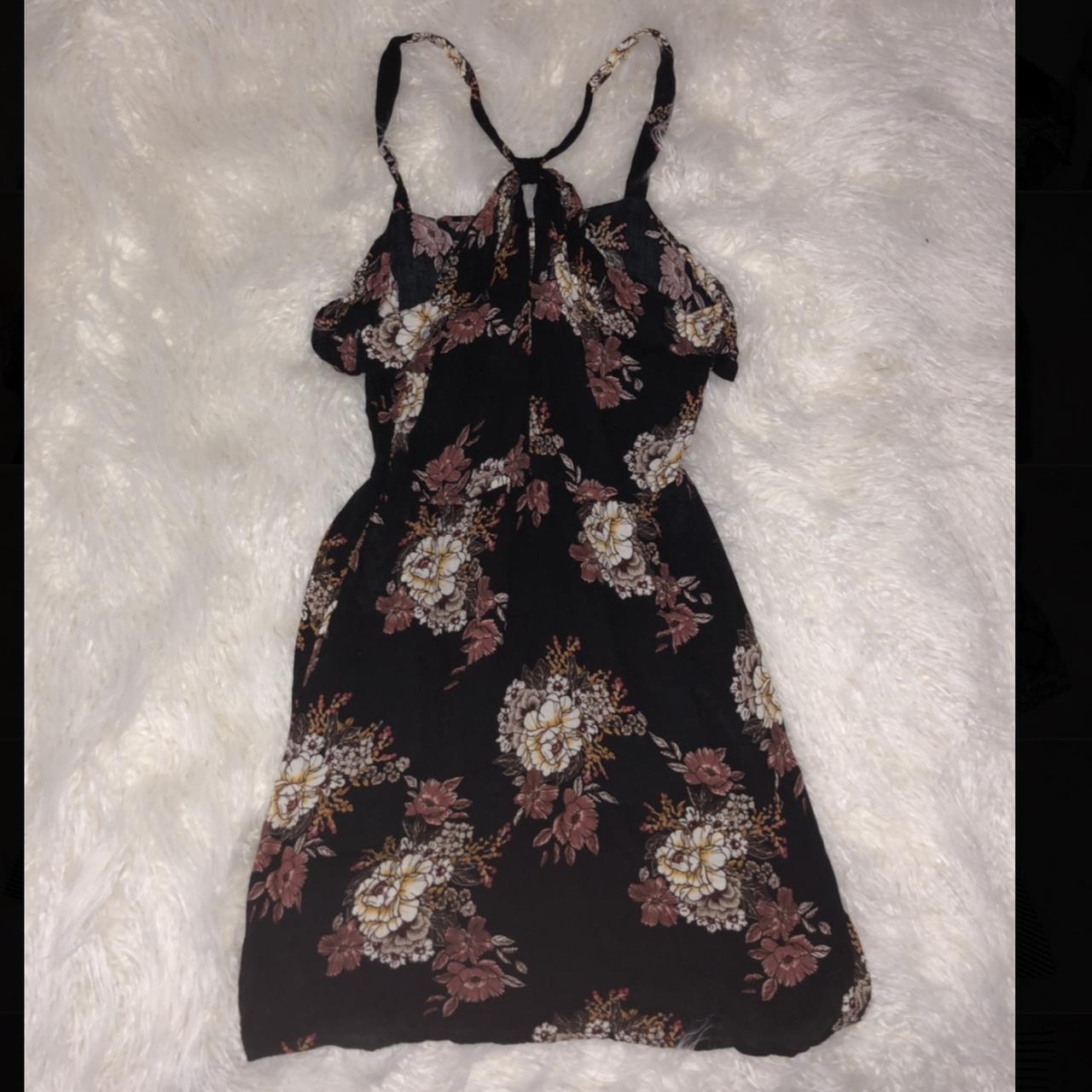 Black floral dress from Tilly’s, size medium, worn... - Depop