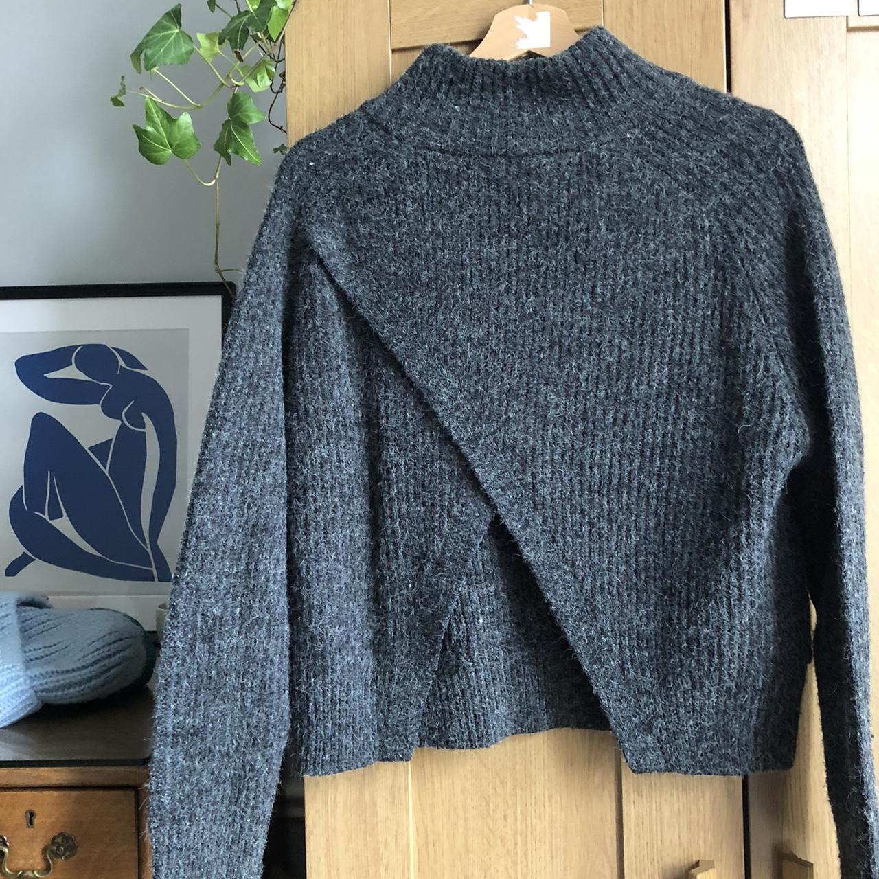 Monki grey high neck jumper with pockets • super... - Depop