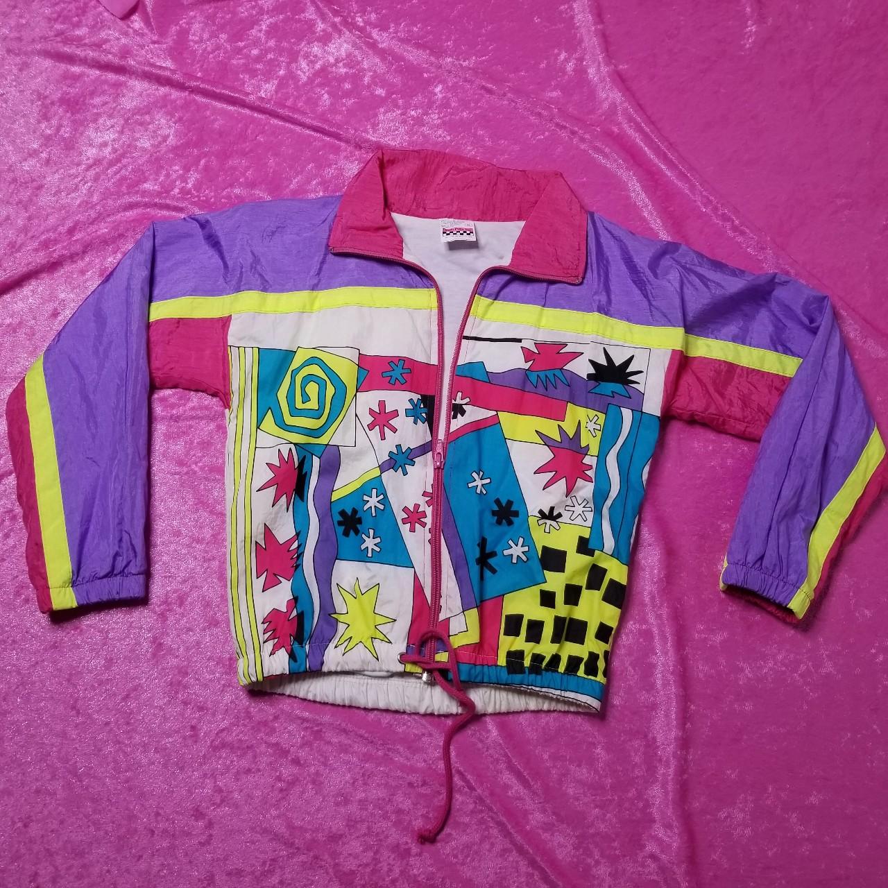 💝1990s Kids Hush Puppies Neon Windbreaker... - Depop