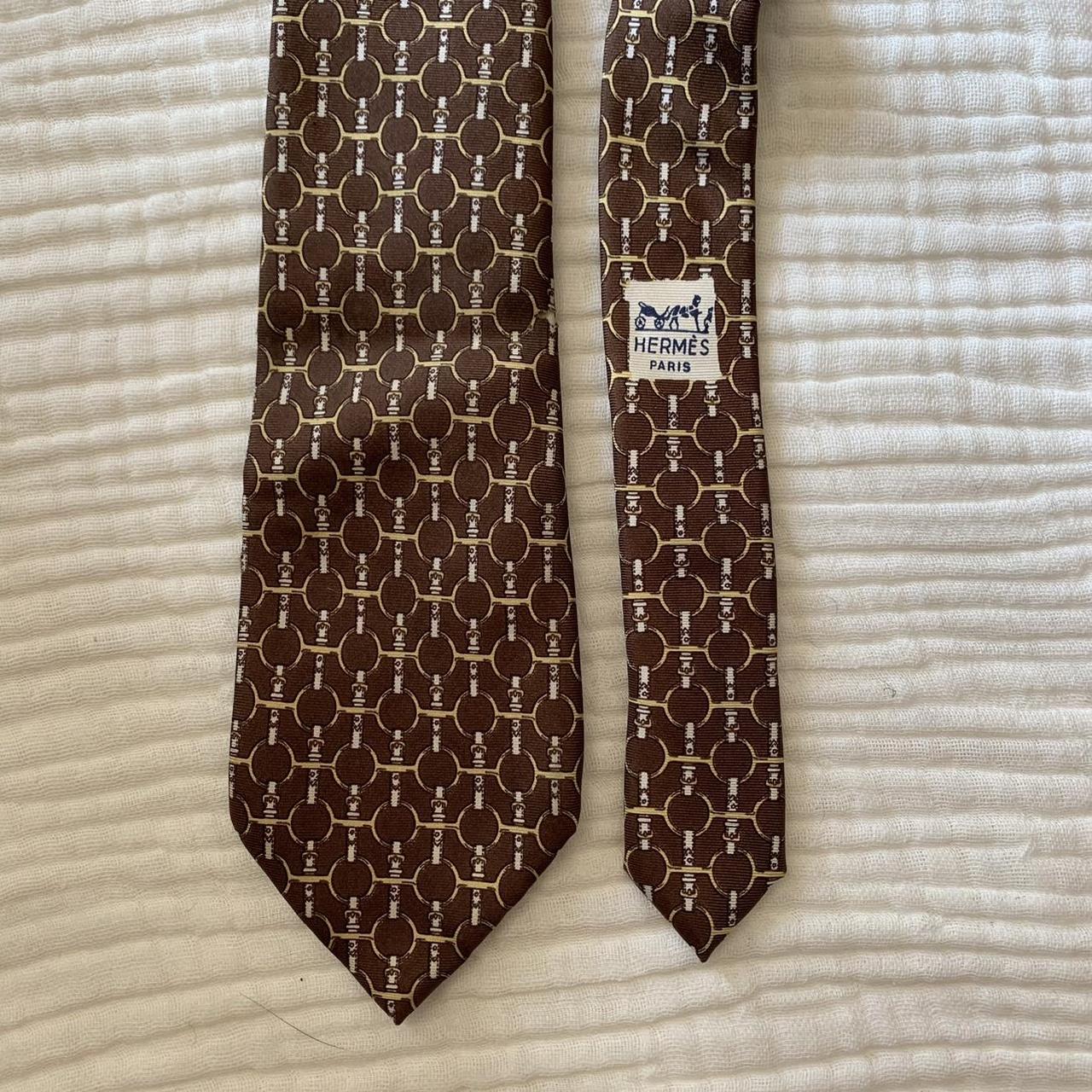Hermès brown belt pattern silk tie Brand Hermès Depop