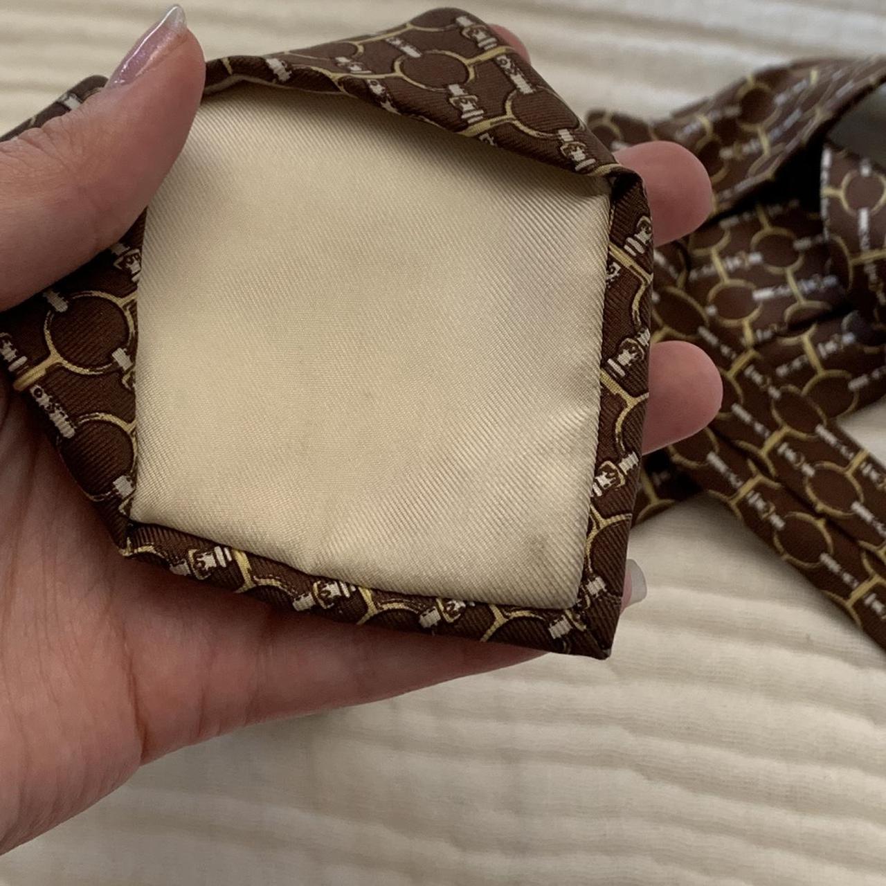 Hermès brown belt pattern silk tie Brand Hermès Depop