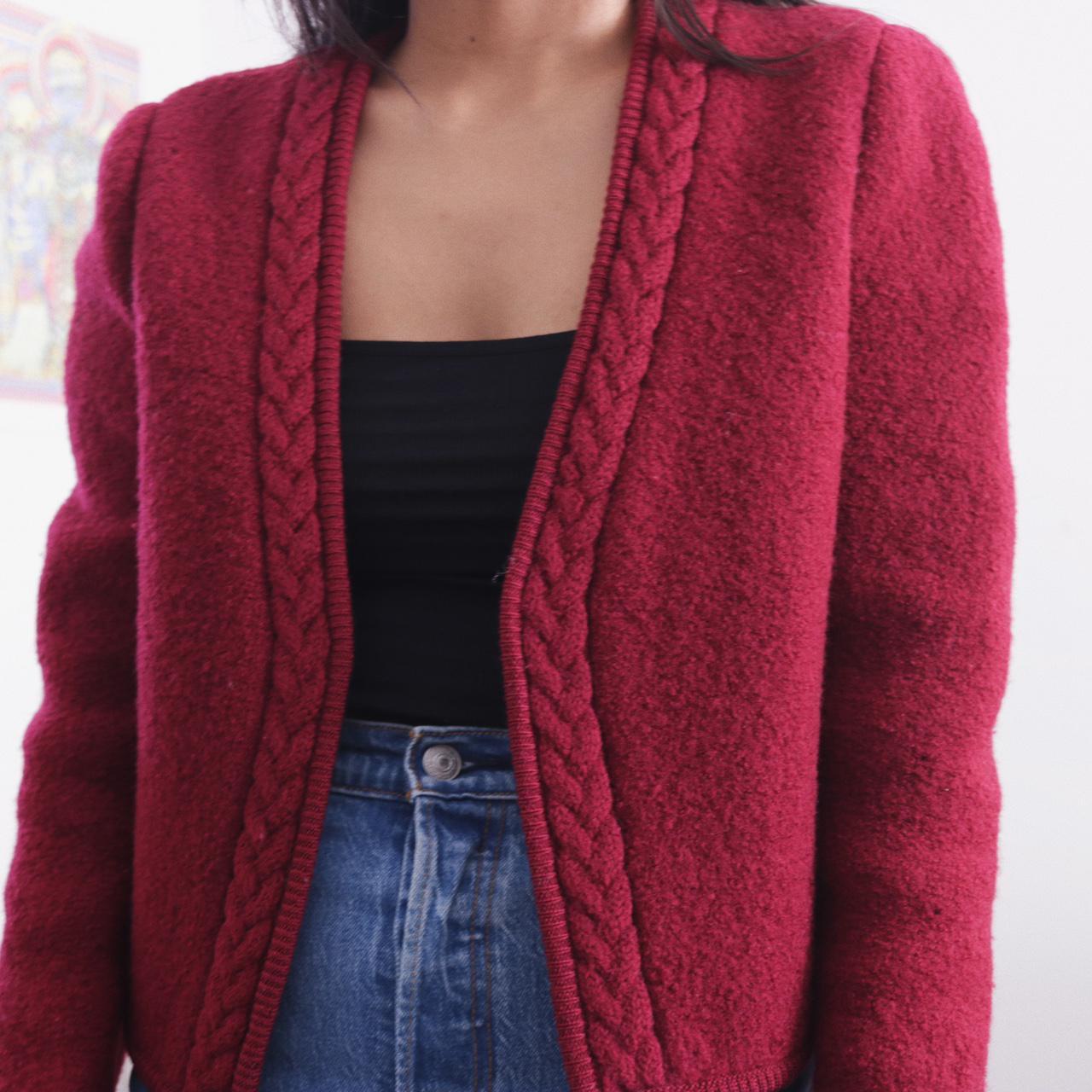 American Vintage Women's Red and Burgundy Cardigan (3)