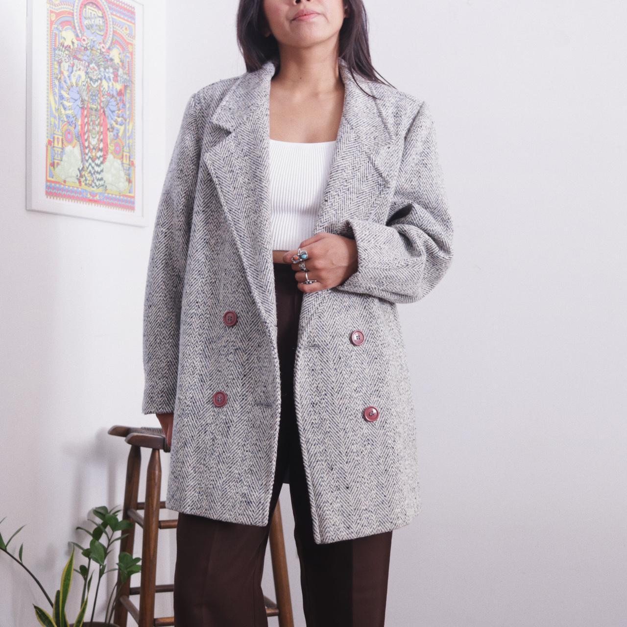 American Vintage Women's Grey and Blue Coat (2)