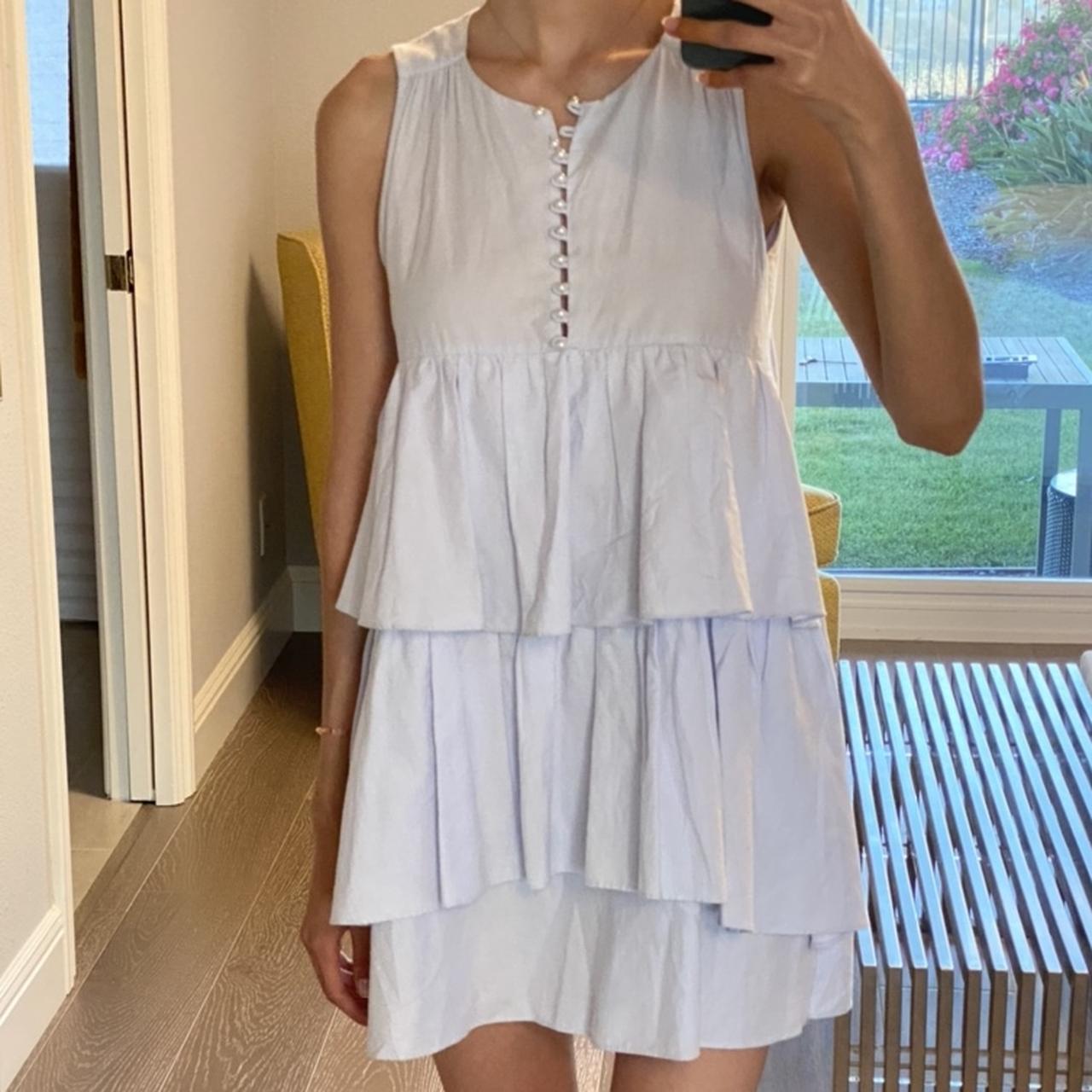 ZARA light blue ruffled mini dress with pearl... Depop