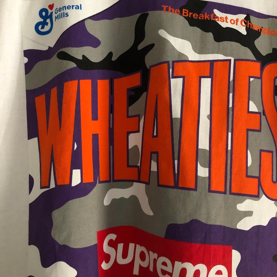 New Supreme Wheaties Collab Tee White and purple... - Depop