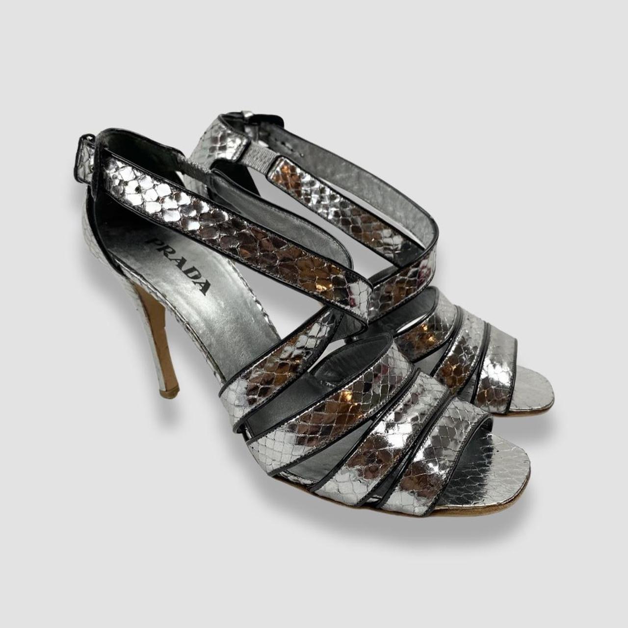 Silver on sale prada heels