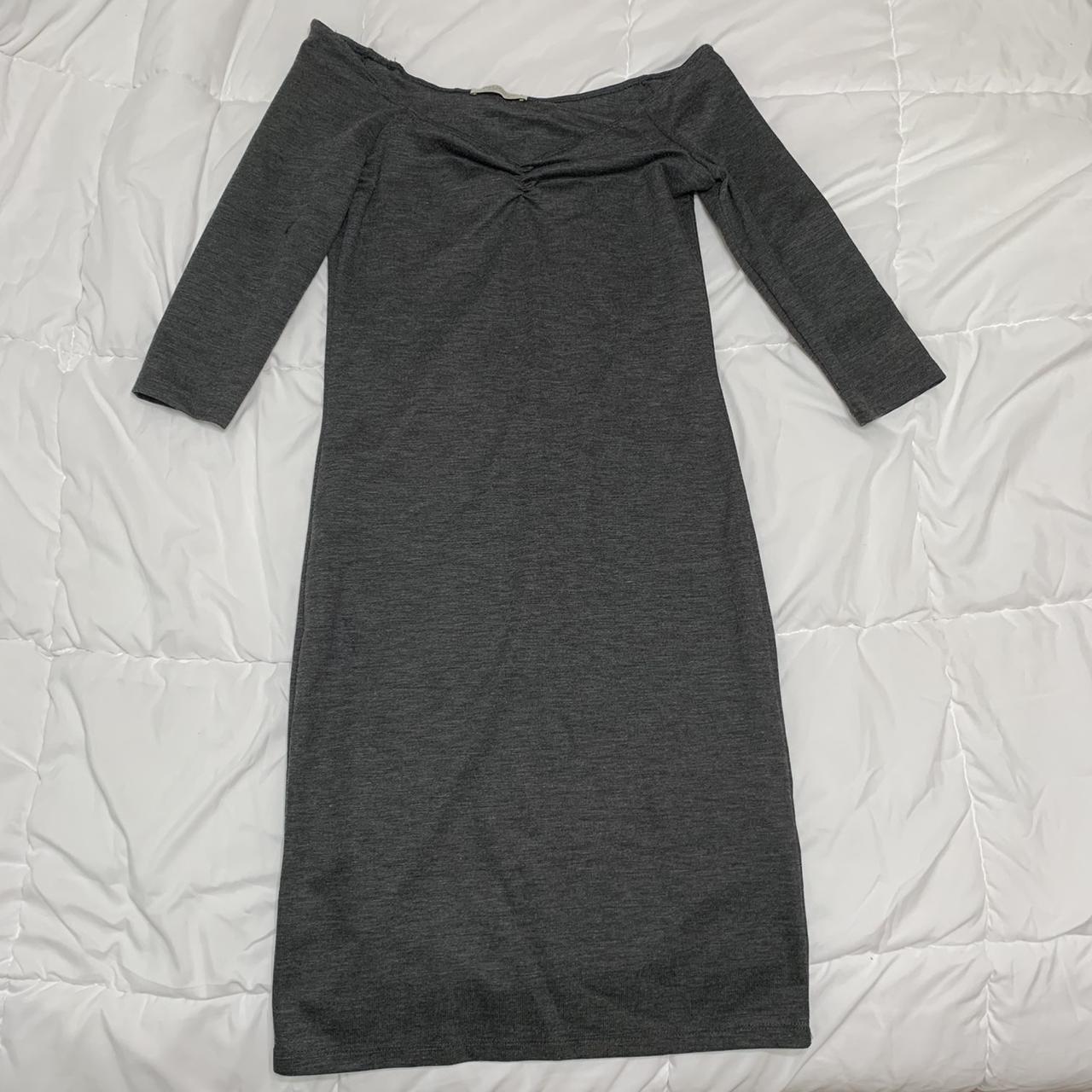 zara gray midi bodycon dress shipping: $6 - Depop