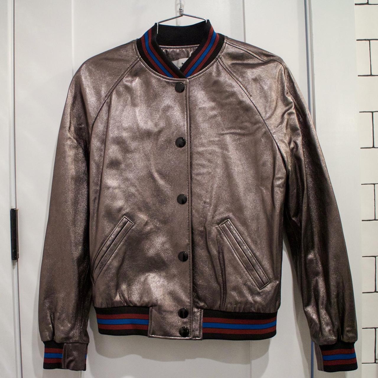 Coach Metallic Varsity Leather Jacket Rare and super - Depop