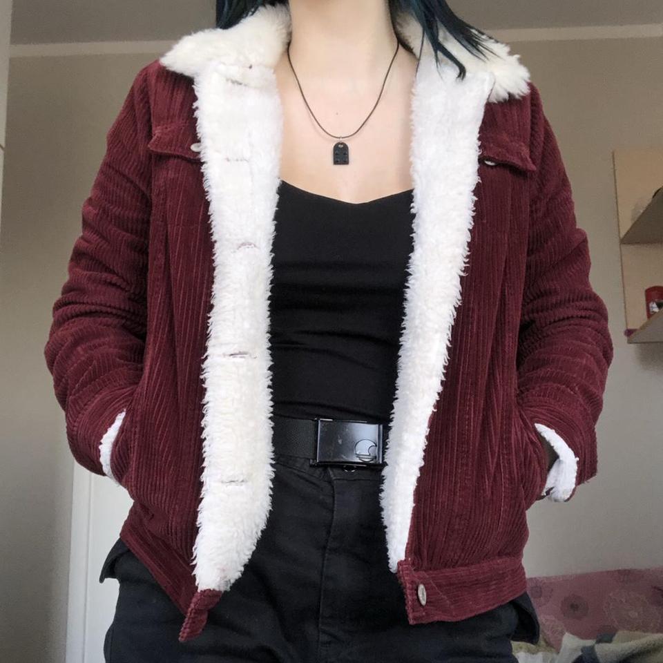 Burgundy corduroy hot sale sherpa jacket