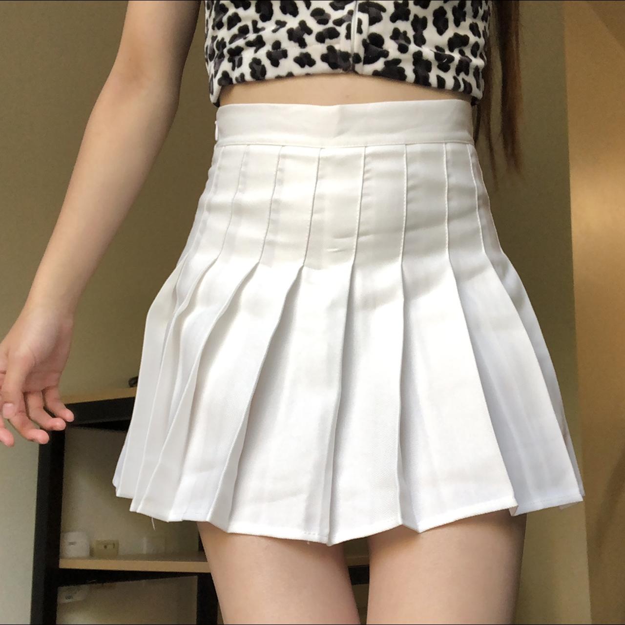 White tennis skirt! Pleated tennis skirt! super... - Depop
