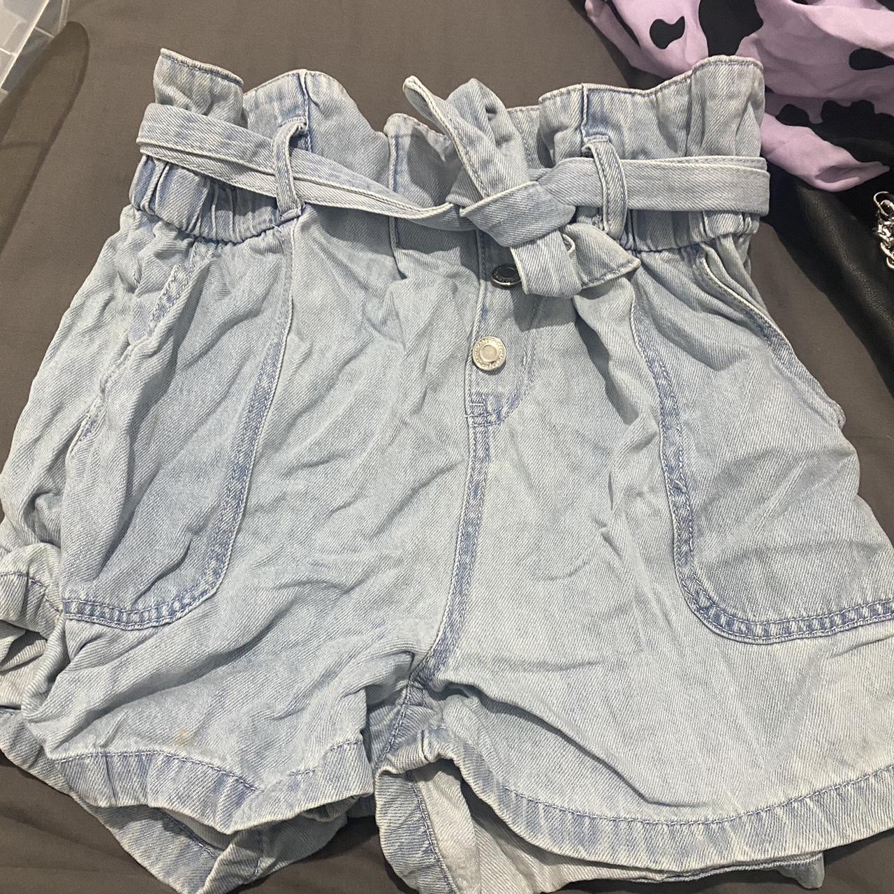 Primark denim shorts with paperbag waist size 8 NO... Depop