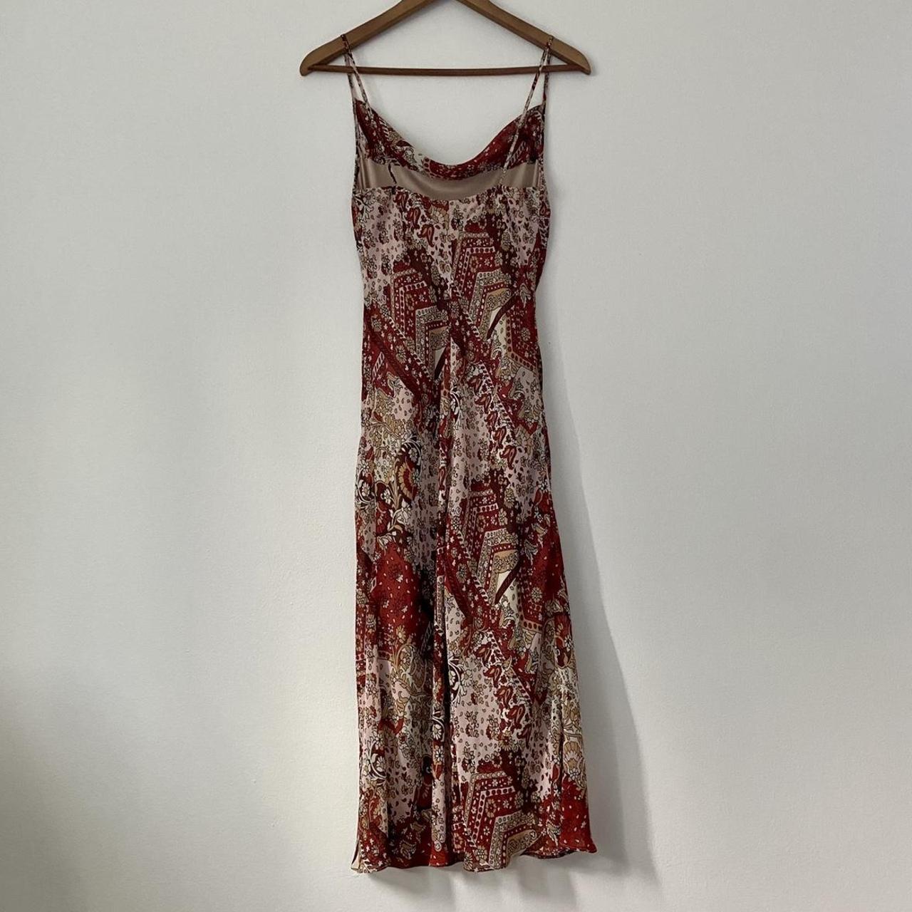 Vintage cowl neck slip dress. Midi length. Paisley... - Depop