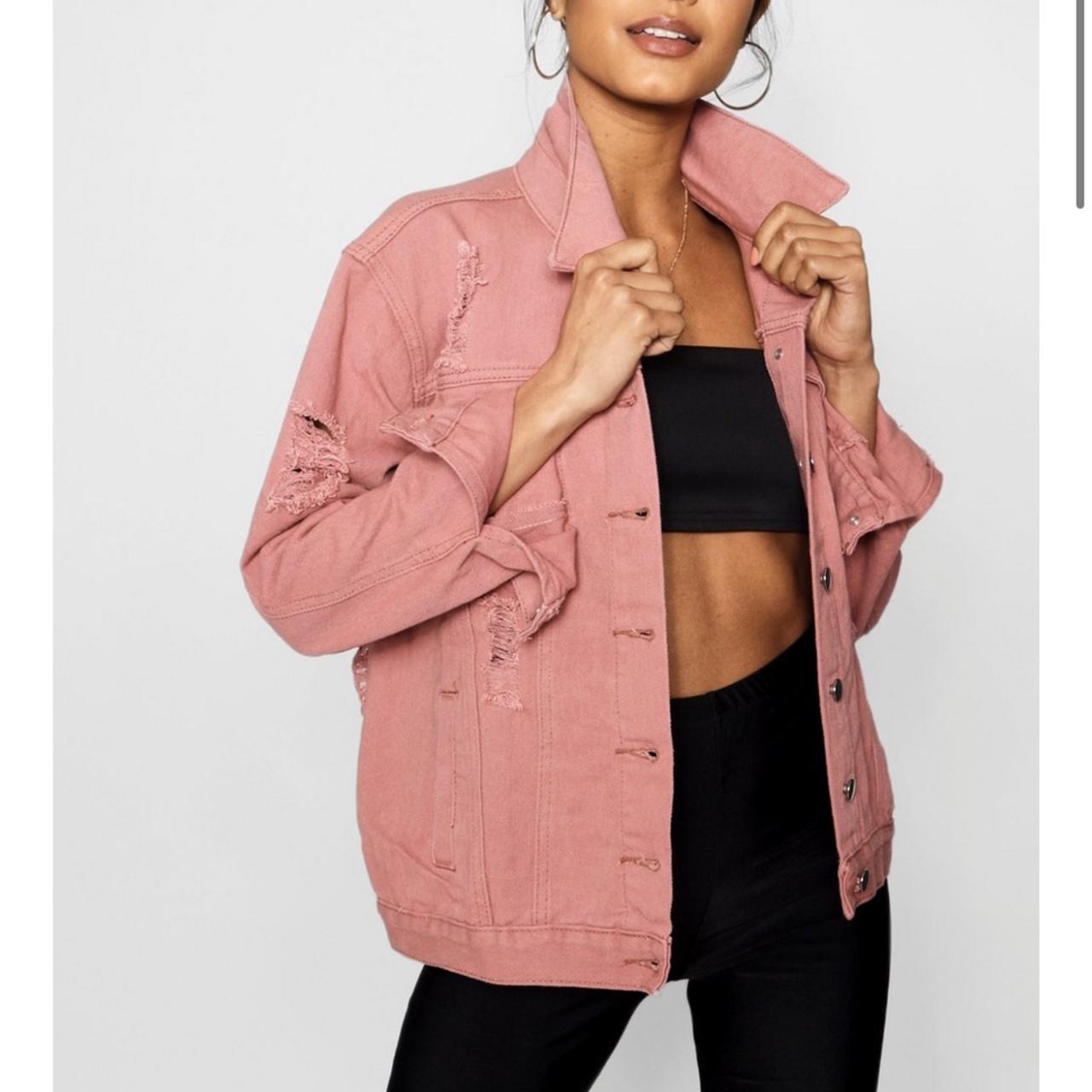 Boohoo pink denim jacket hotsell