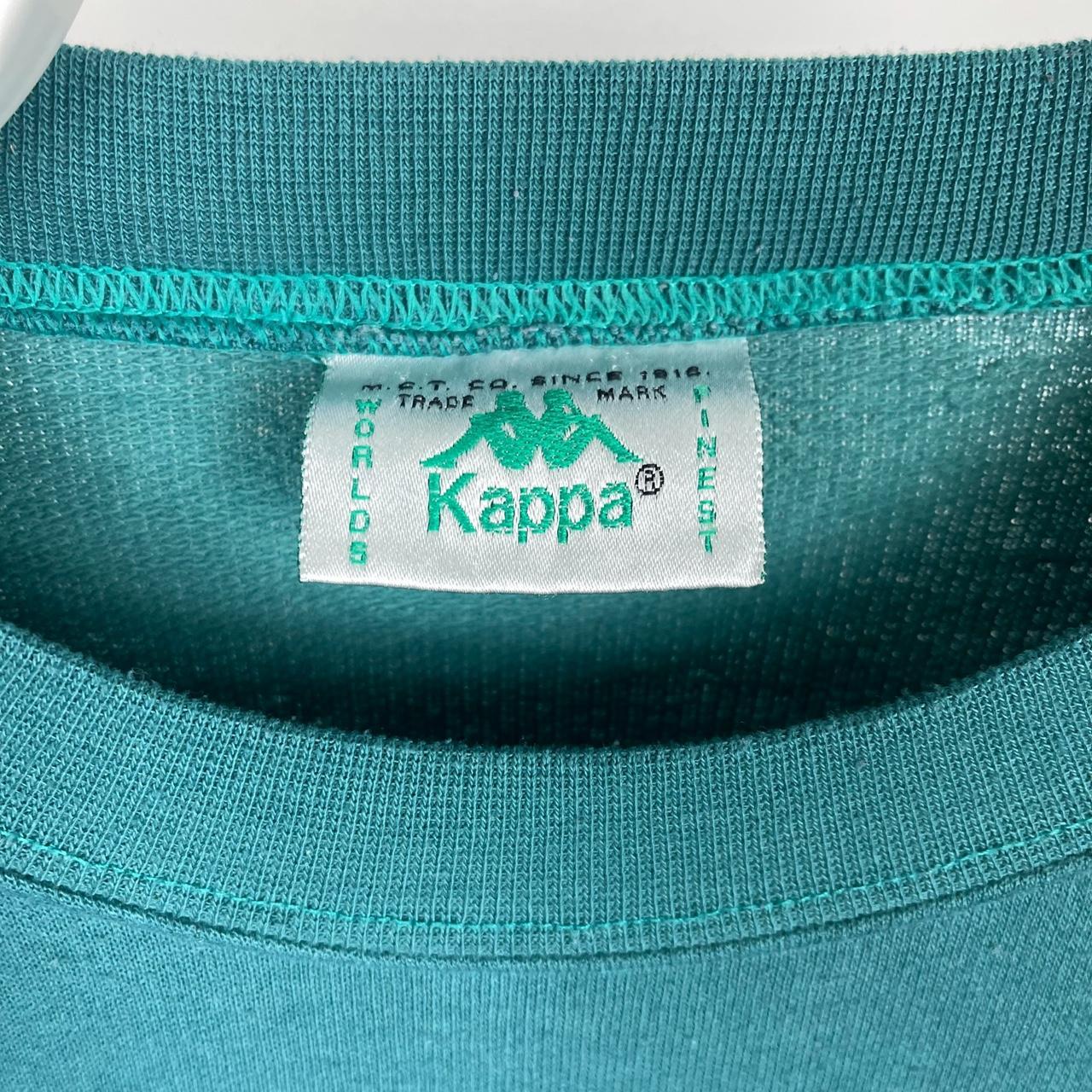 Vintage kappa sweatshirt, turquoise with logo on... - Depop
